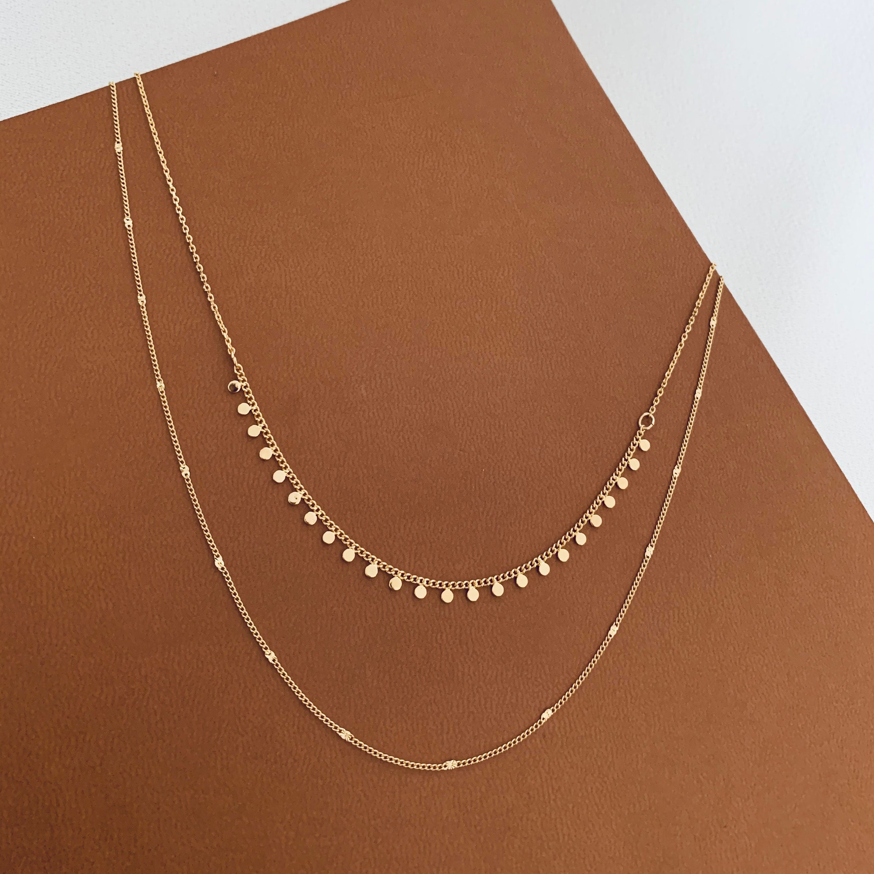 Collier fin double rang chaines / Collier femme minimaliste chaine en acier inoxydable
