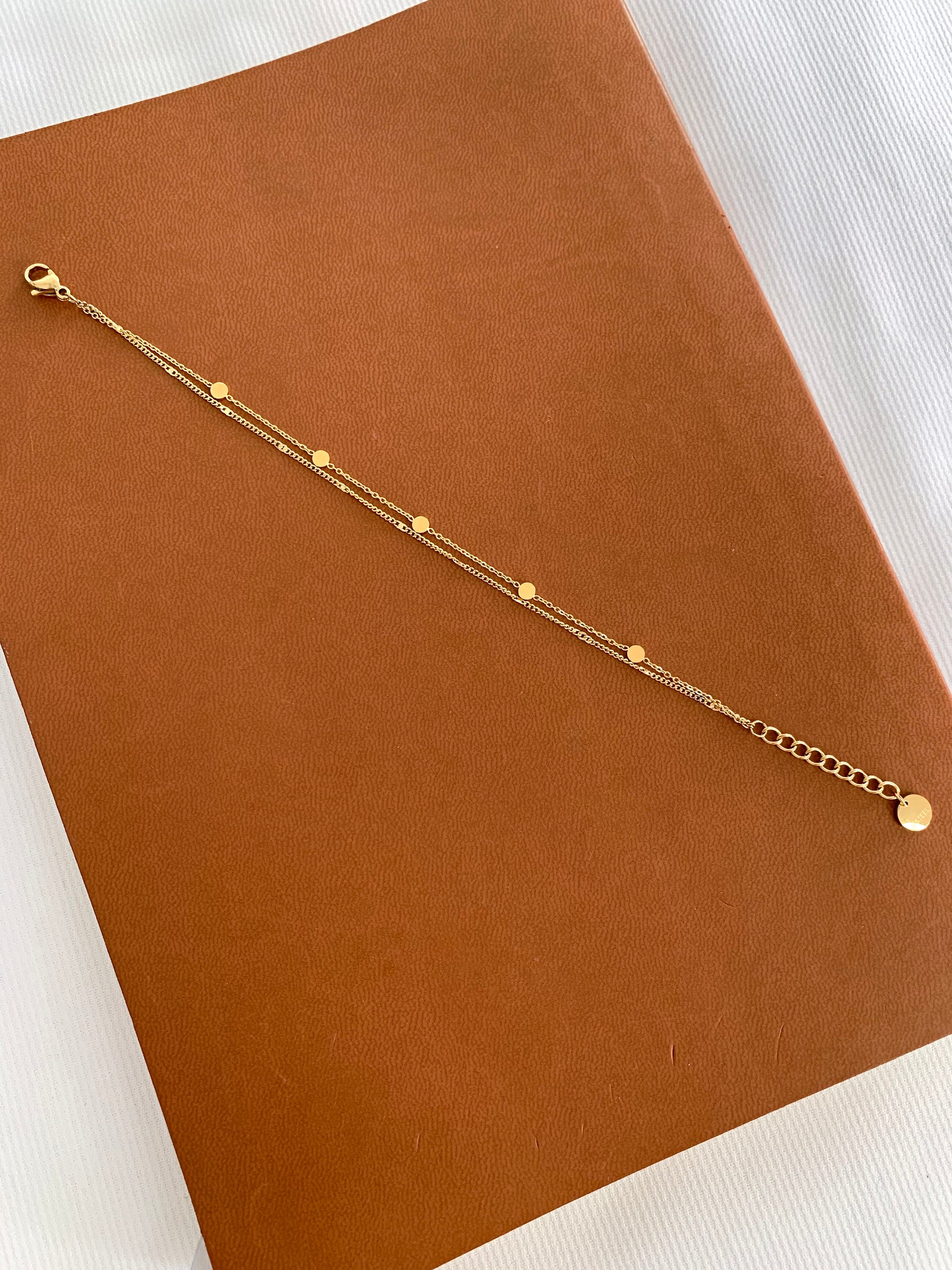 Bracelet femme acier inoxydable double rang chaine fine / Bracelet fin minimaliste