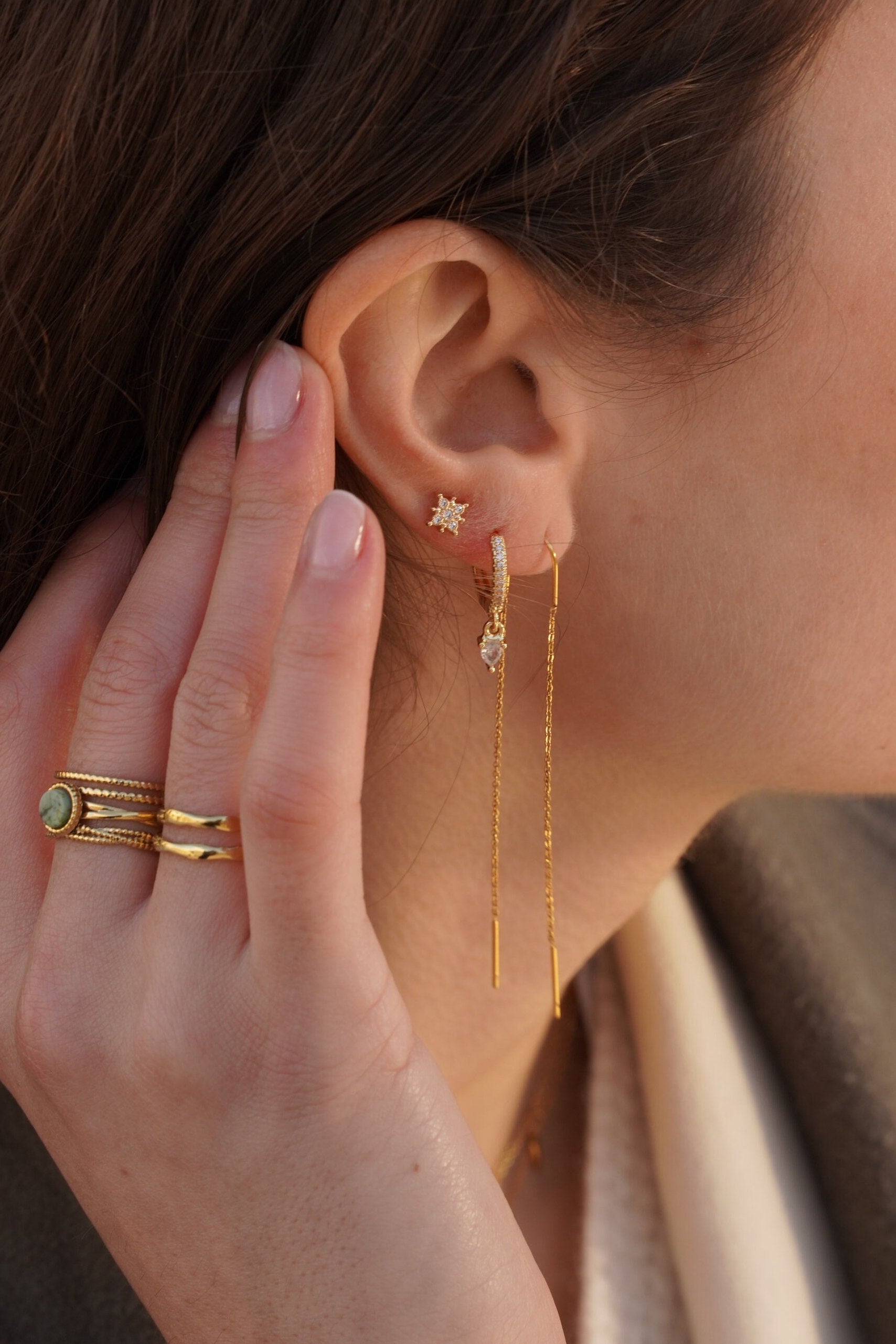 Boucles d'oreilles plaqué or fleur zircons brilliants
