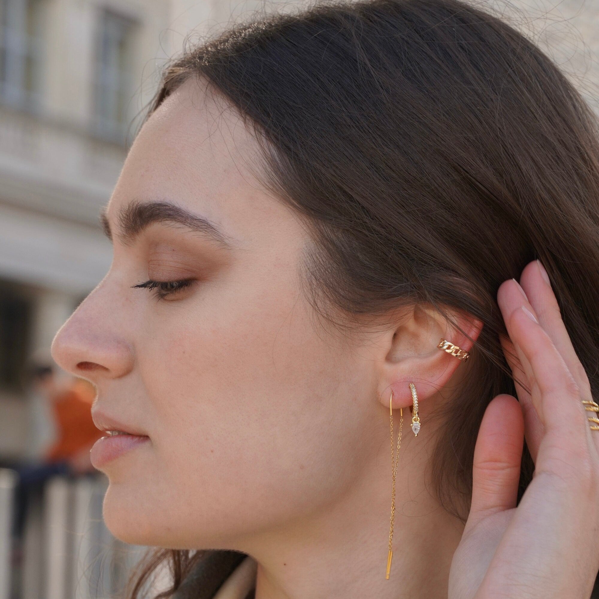 Earcuff chaine plaqué or / Bague d'oreille / Anneau d'oreille