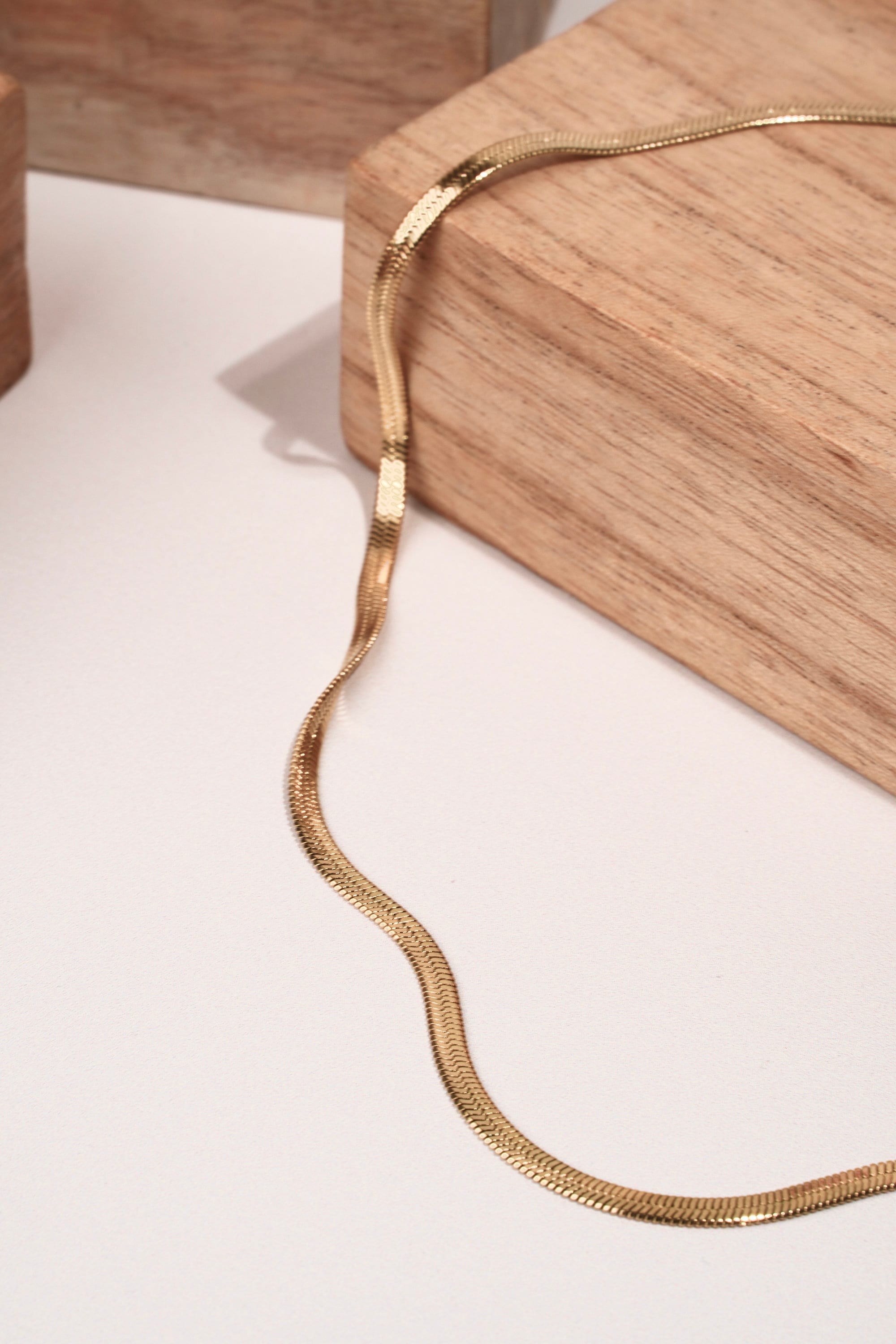 Collier chaine plate serpentine acier inoxydable / Collier femme doré chaine / Snake chain