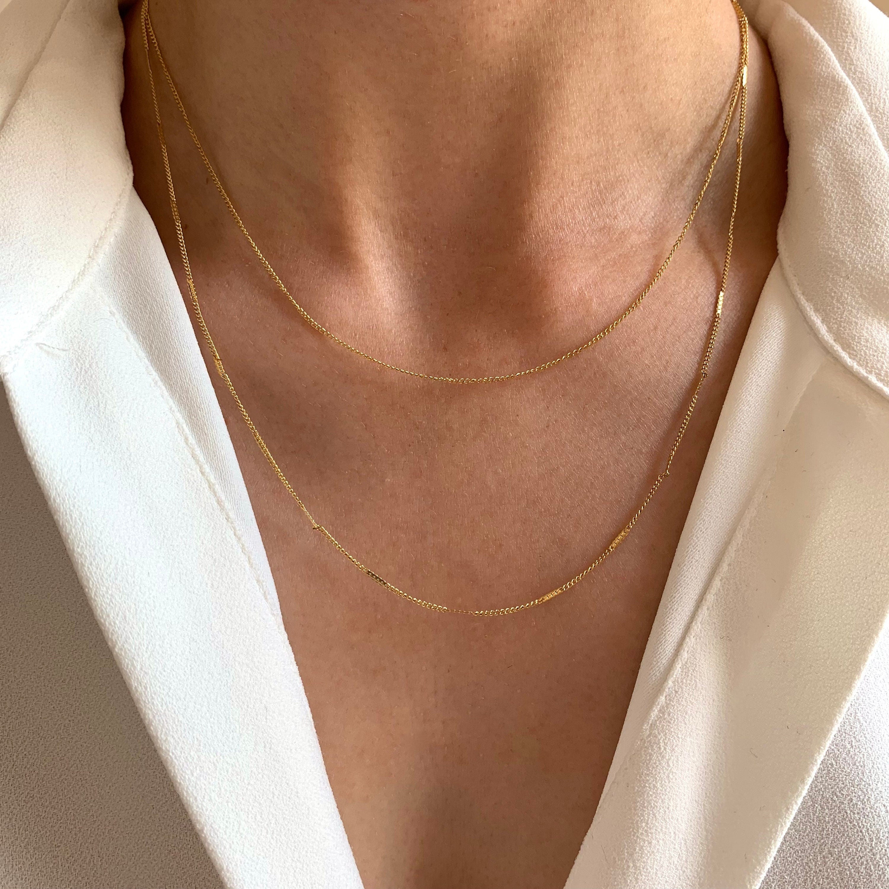 Collier fin double rang chaines / Collier femme minimaliste chaine fine