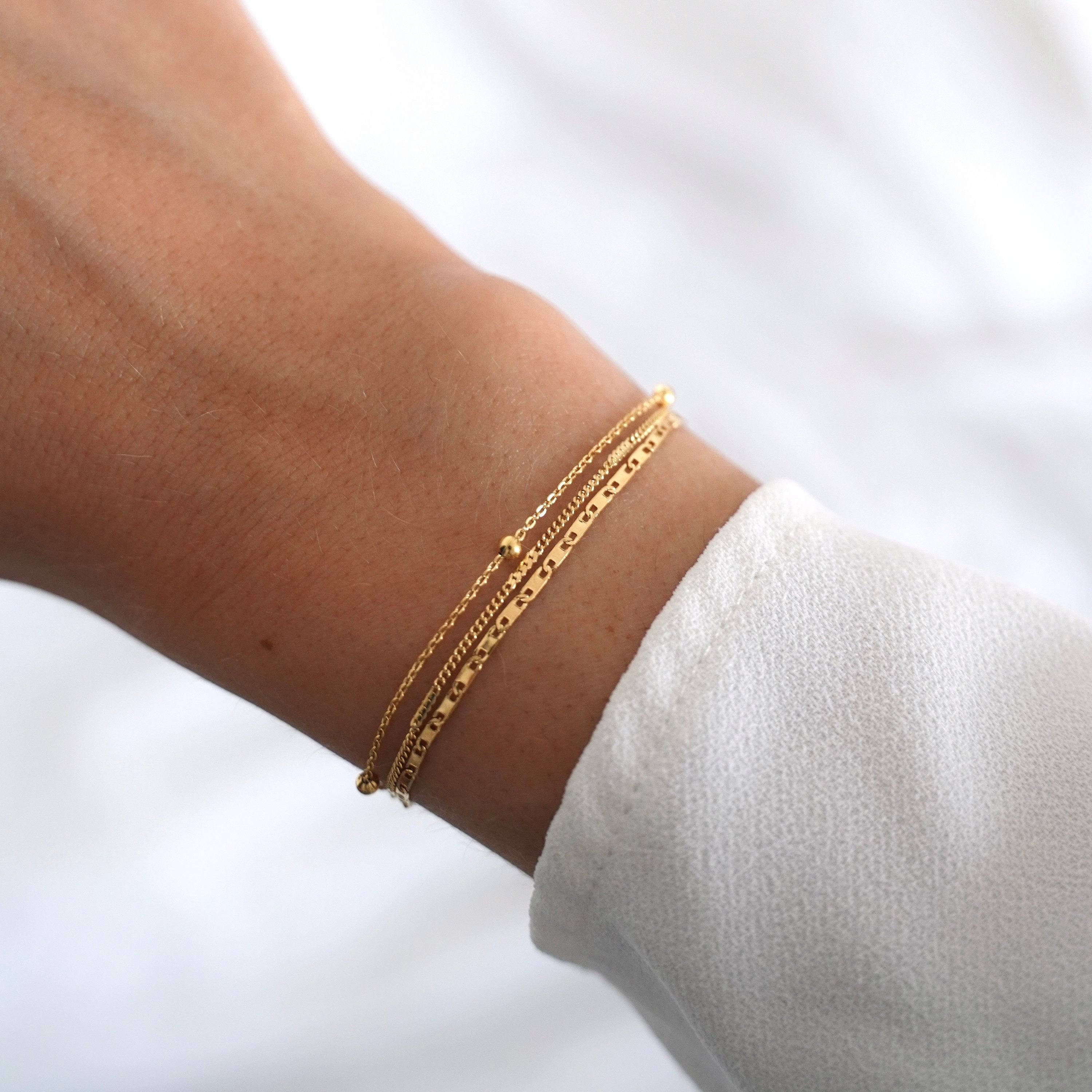 Bracelet femme acier inoxydable triple rang chaine fine