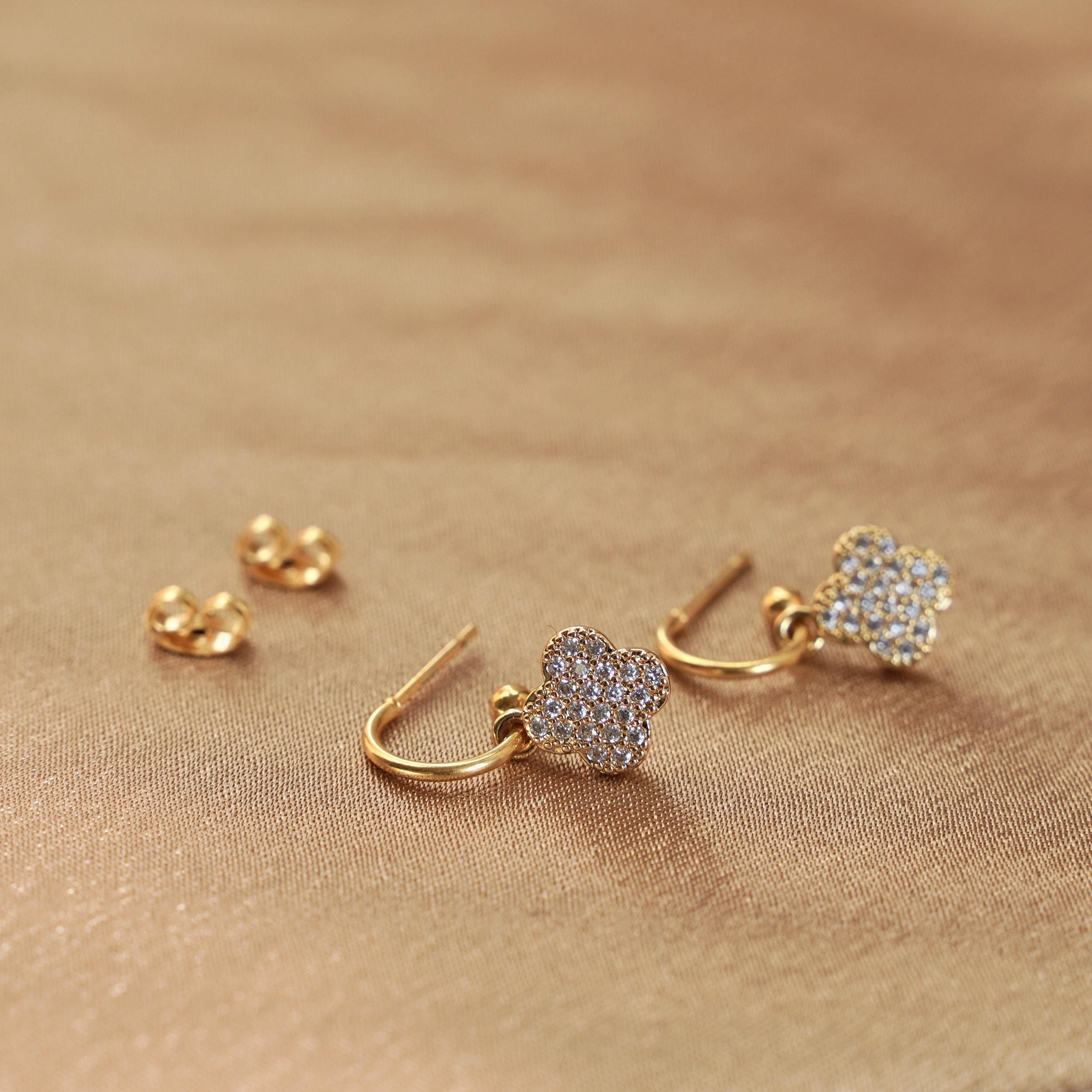 Boucles d'oreilles acier inoxydable pendantes trèfle brilliant