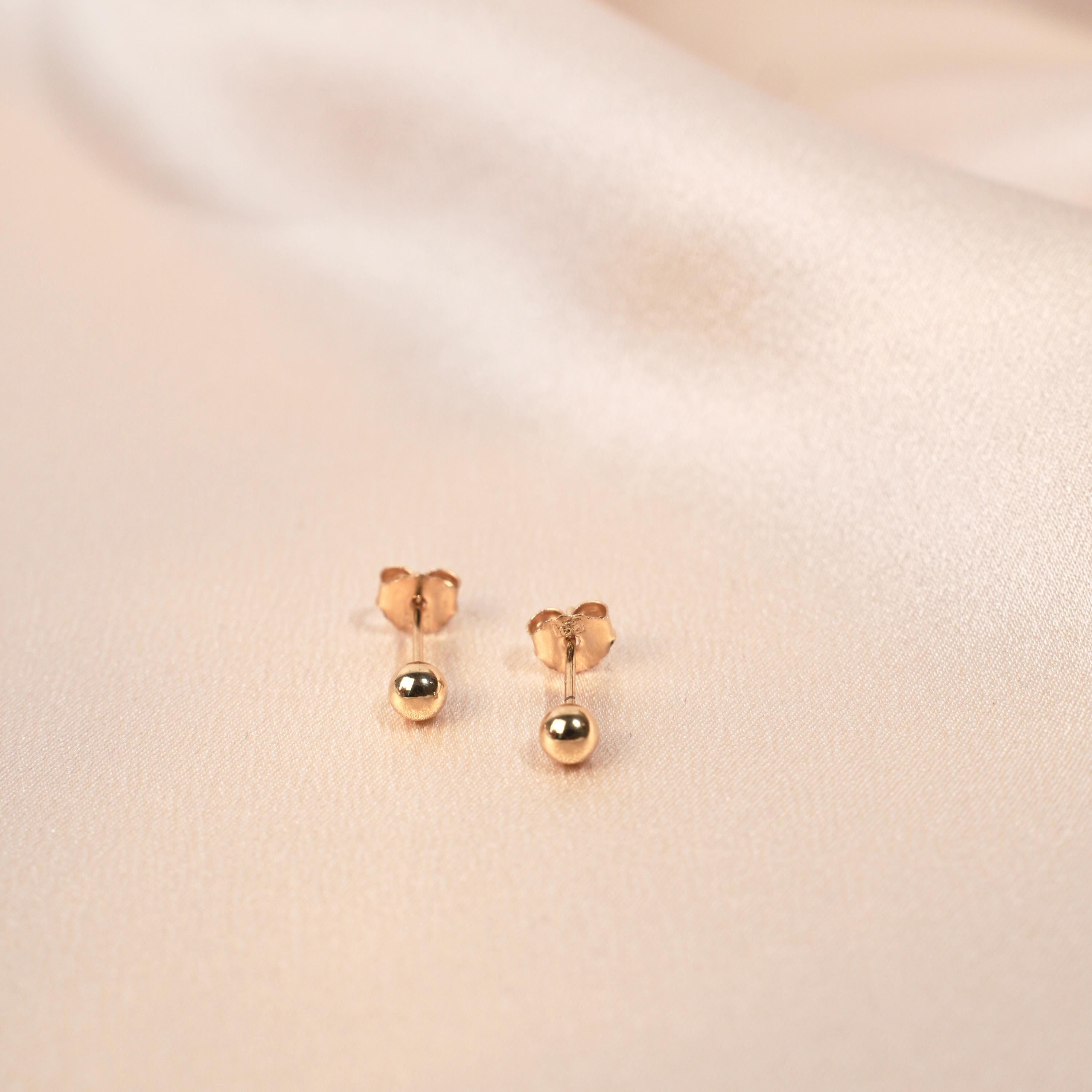 Boucles d'oreille plaqué or boule / Boucles d'oreille femme minimaliste bille
