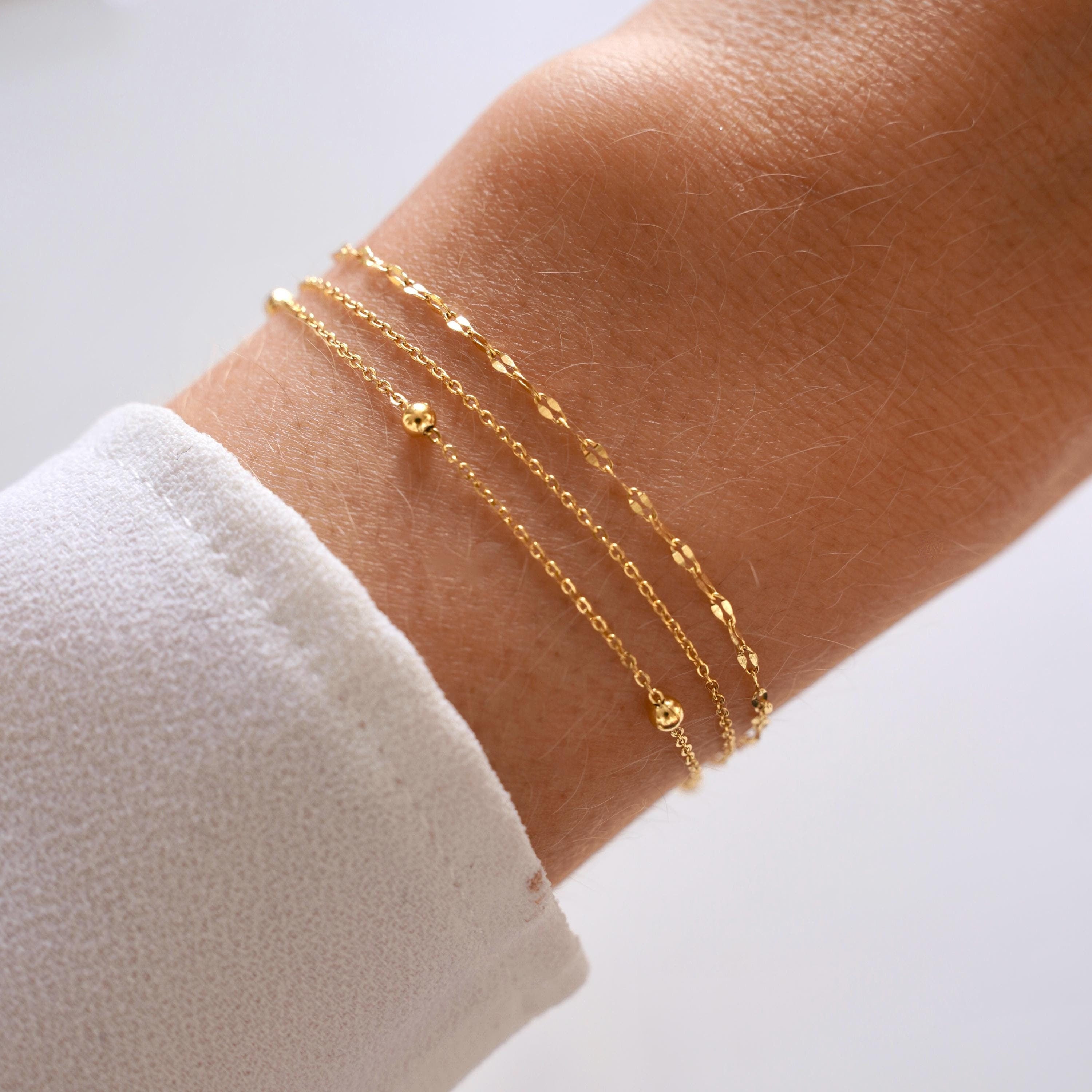 Bracelet femme acier inoxydable triple rang chaine fine