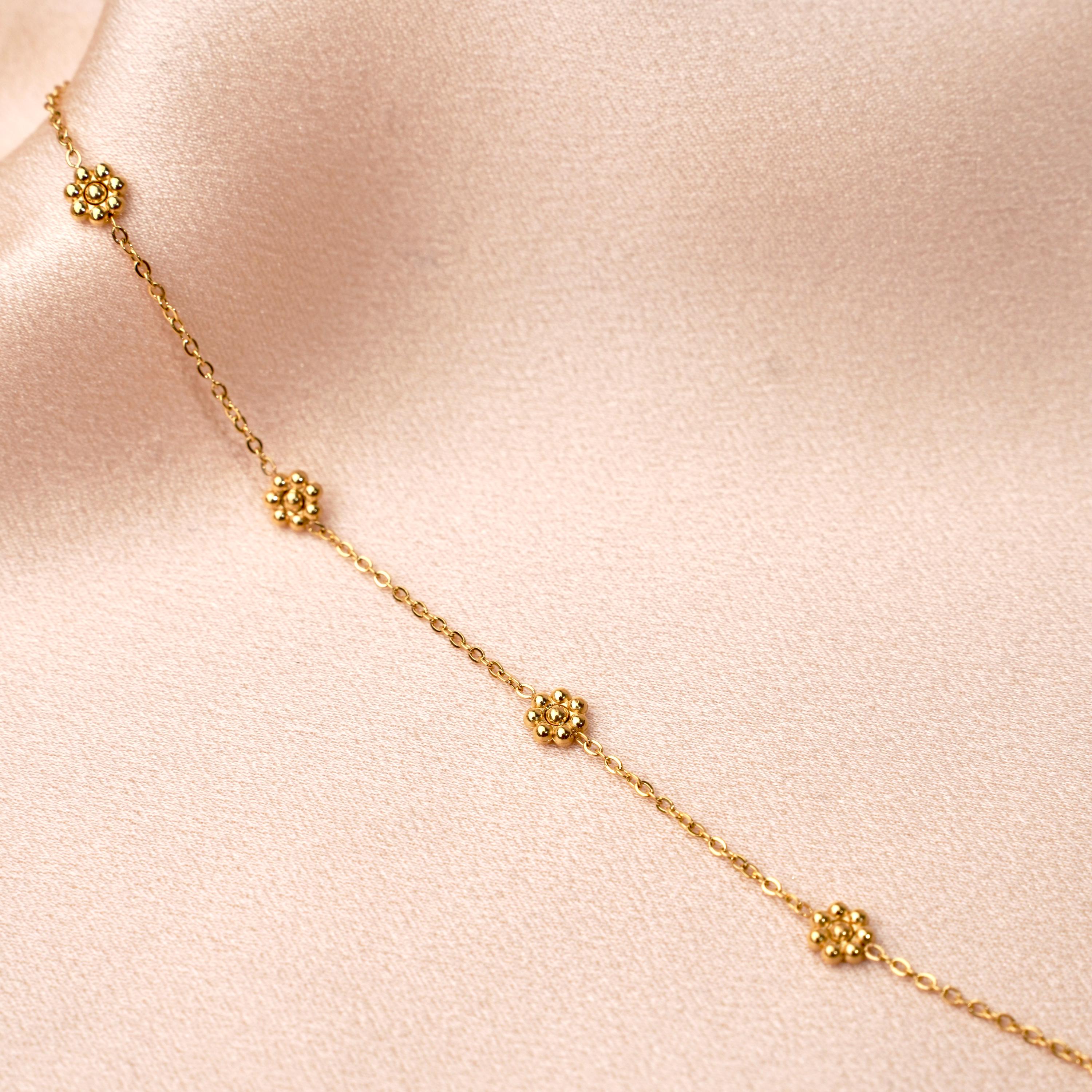 Collier acier inoxydable pendentif fleur / Collier femme fin chaine fine fleurs