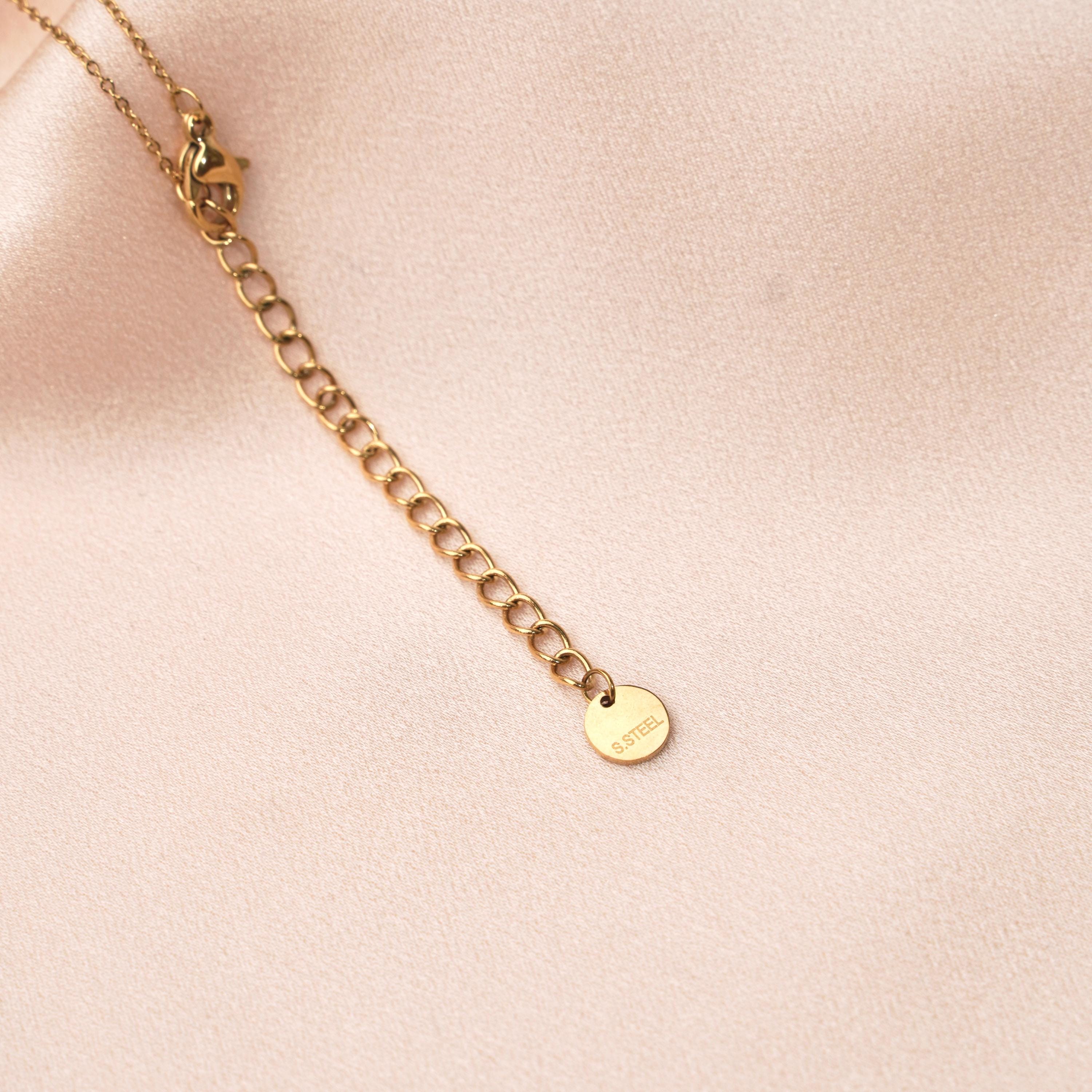 Collier femme pendentif Lapis Lazuli chaine fine / Collier acier inoxydable pierre naturelle bleu foncé
