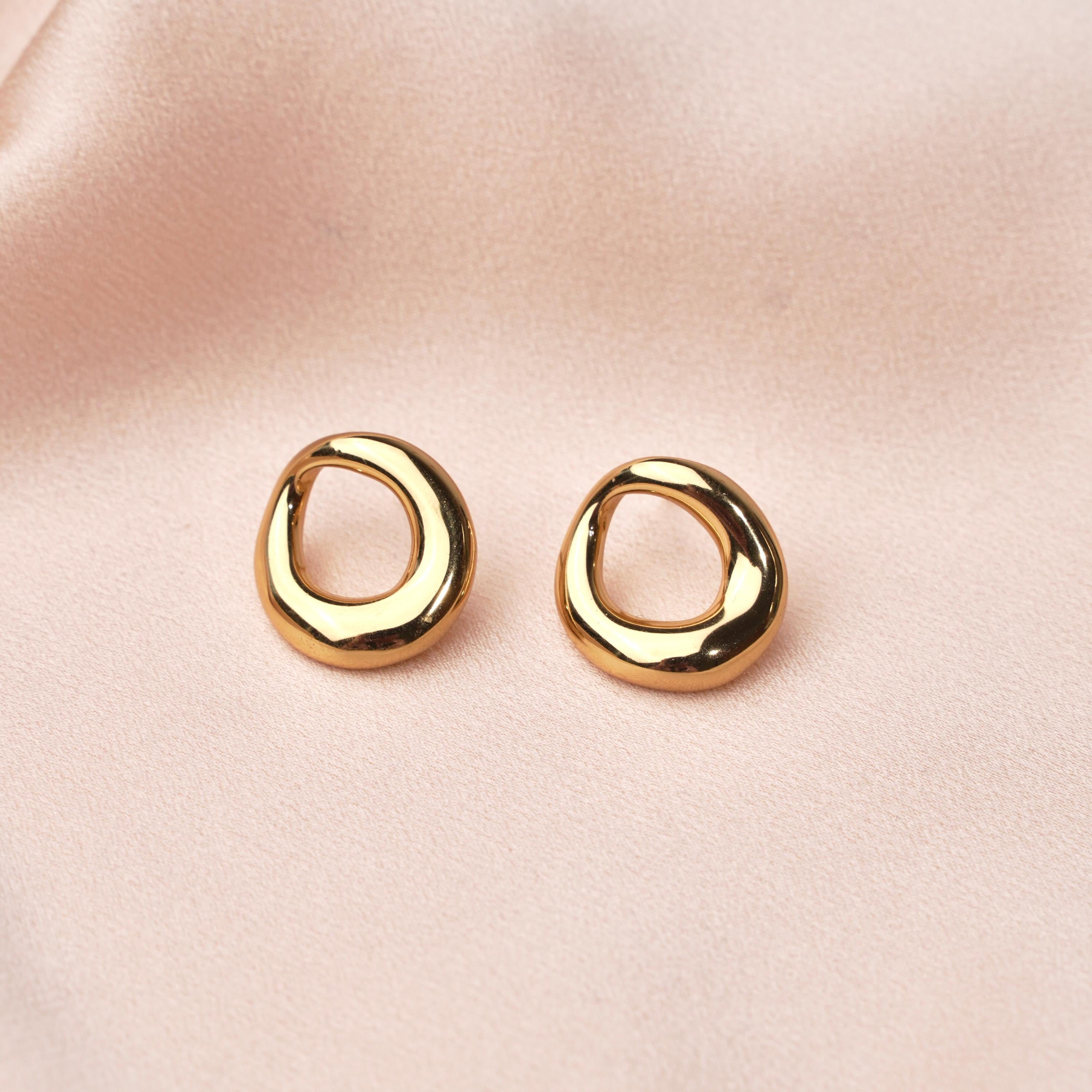 Boucles d'oreilles acier inoxydable rondes bombées / Boucles d'oreilles anneau