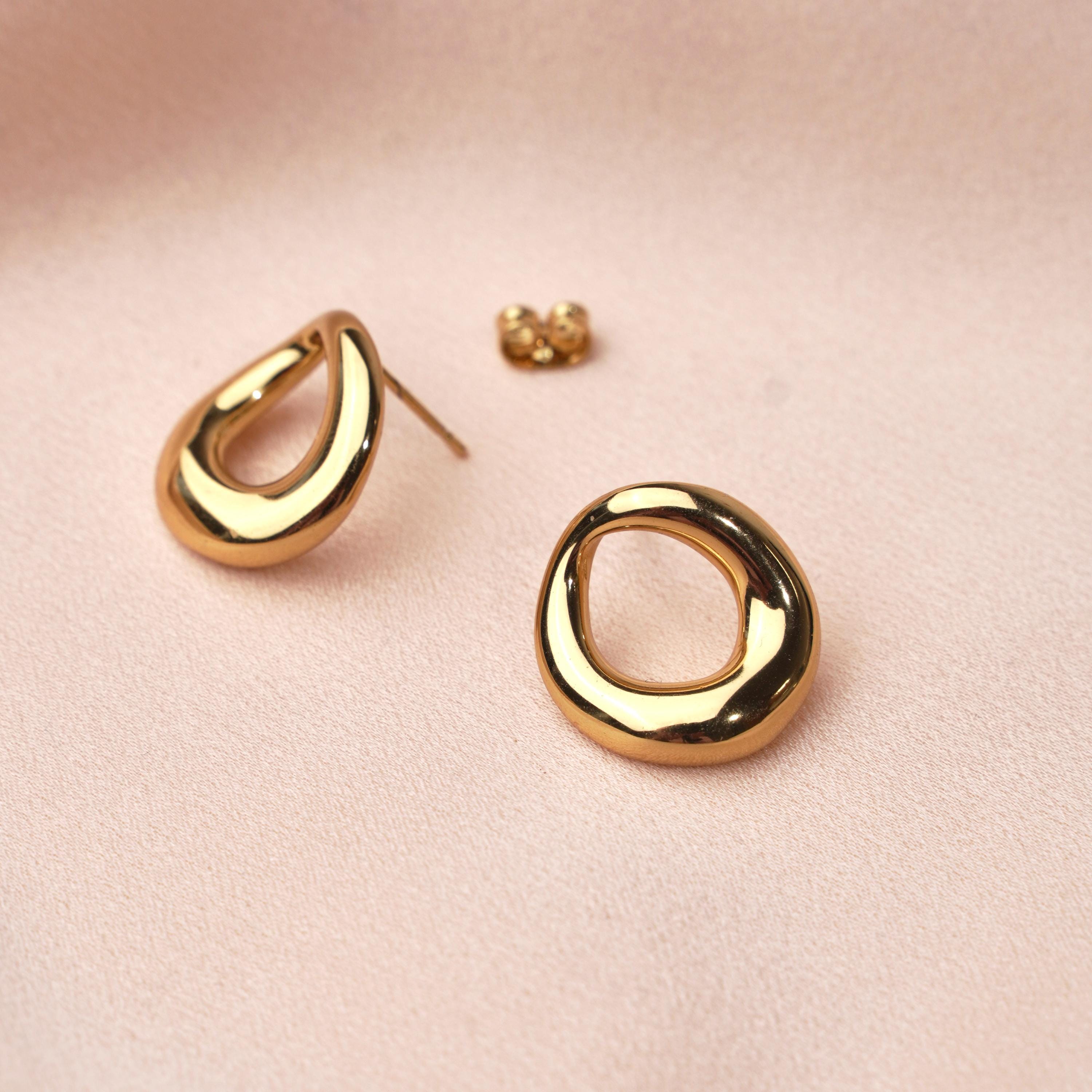 Boucles d'oreilles acier inoxydable rondes bombées / Boucles d'oreilles anneau