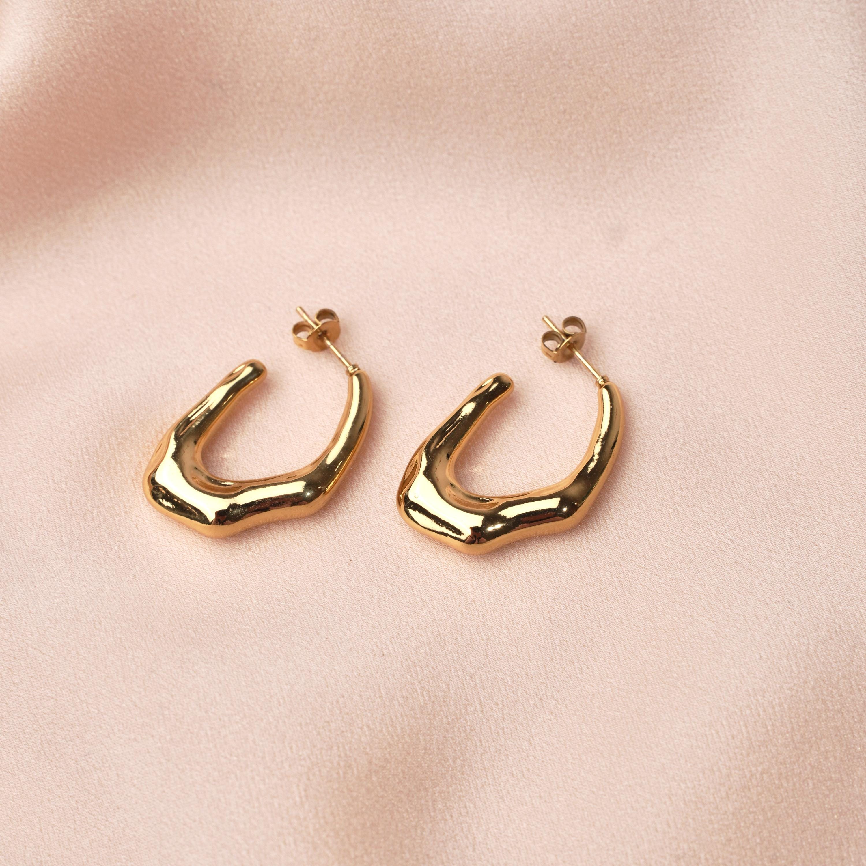 Boucles d'oreilles pendantes acier inoxydable / Boucles d'oreilles tendance bombées