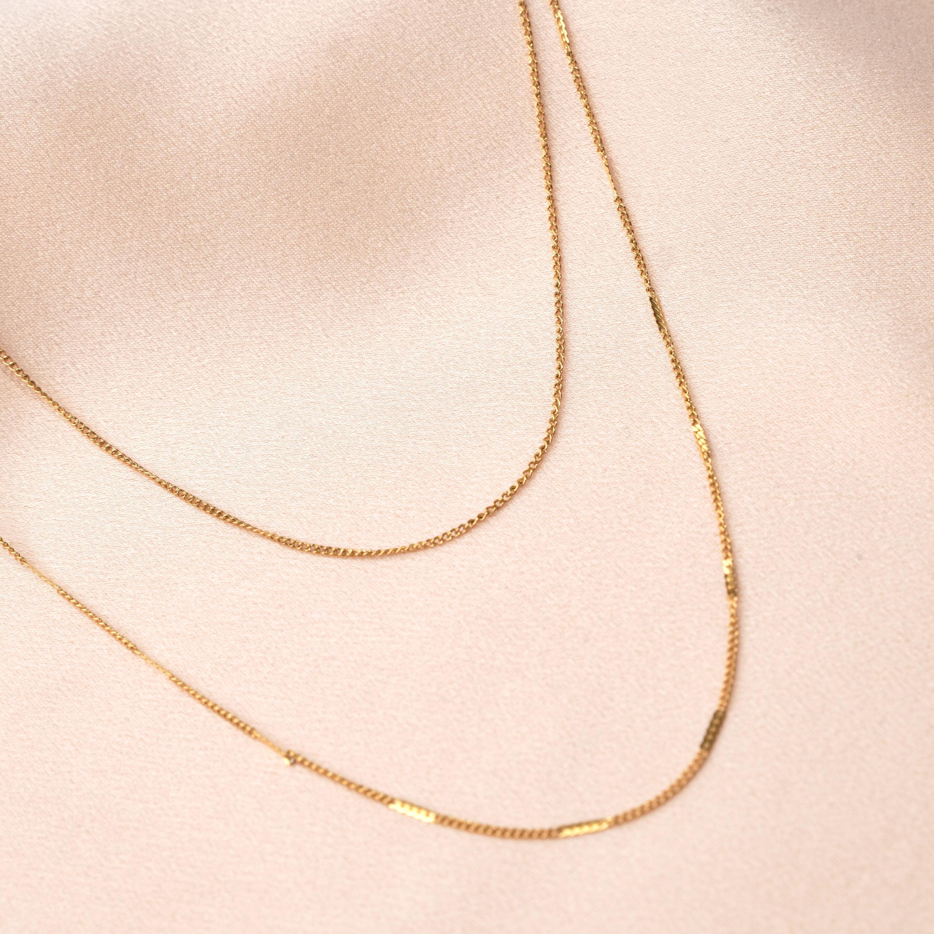 Collier fin double rang chaines / Collier femme minimaliste chaine fine