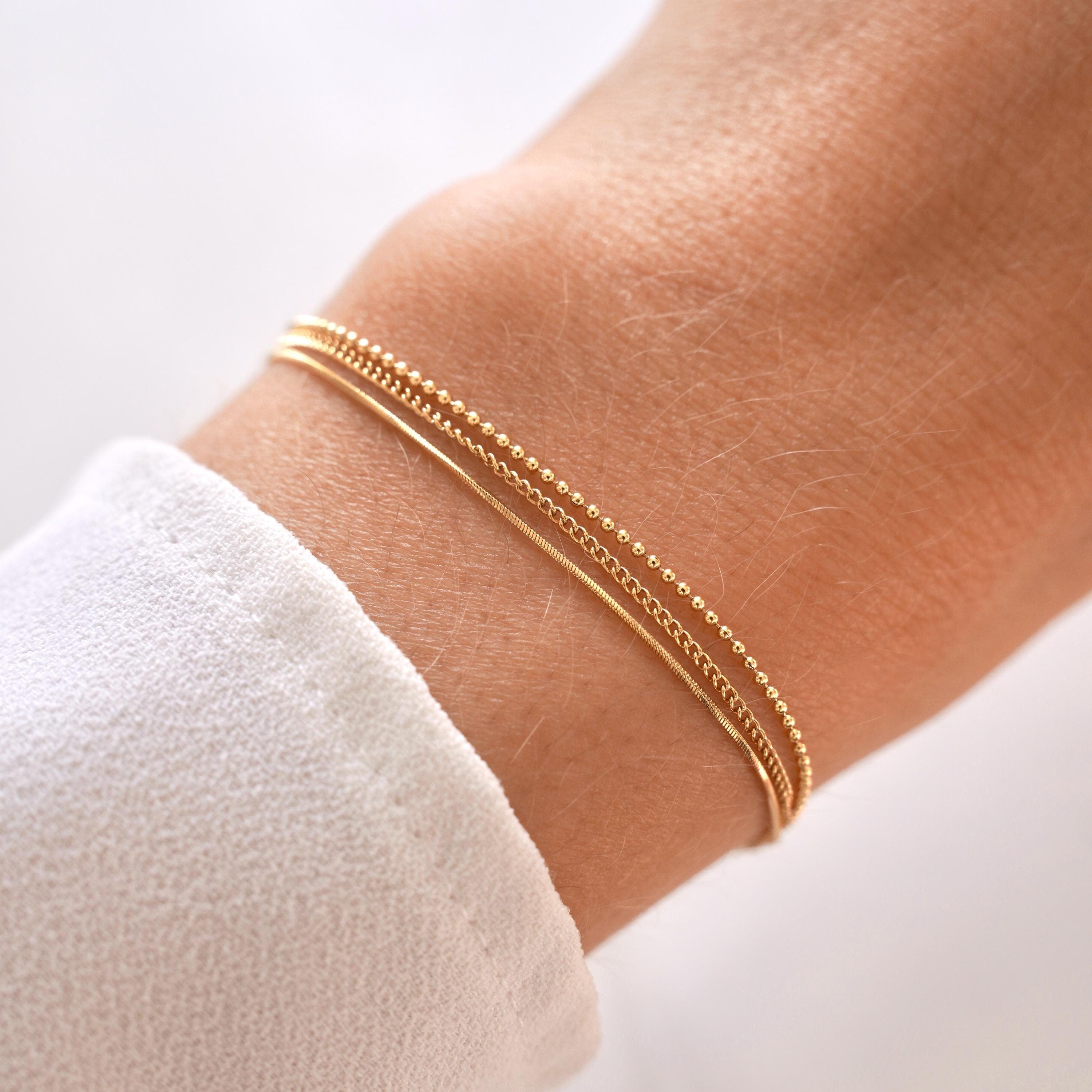 Bracelet femme acier inoxydable triple rang chaine fine
