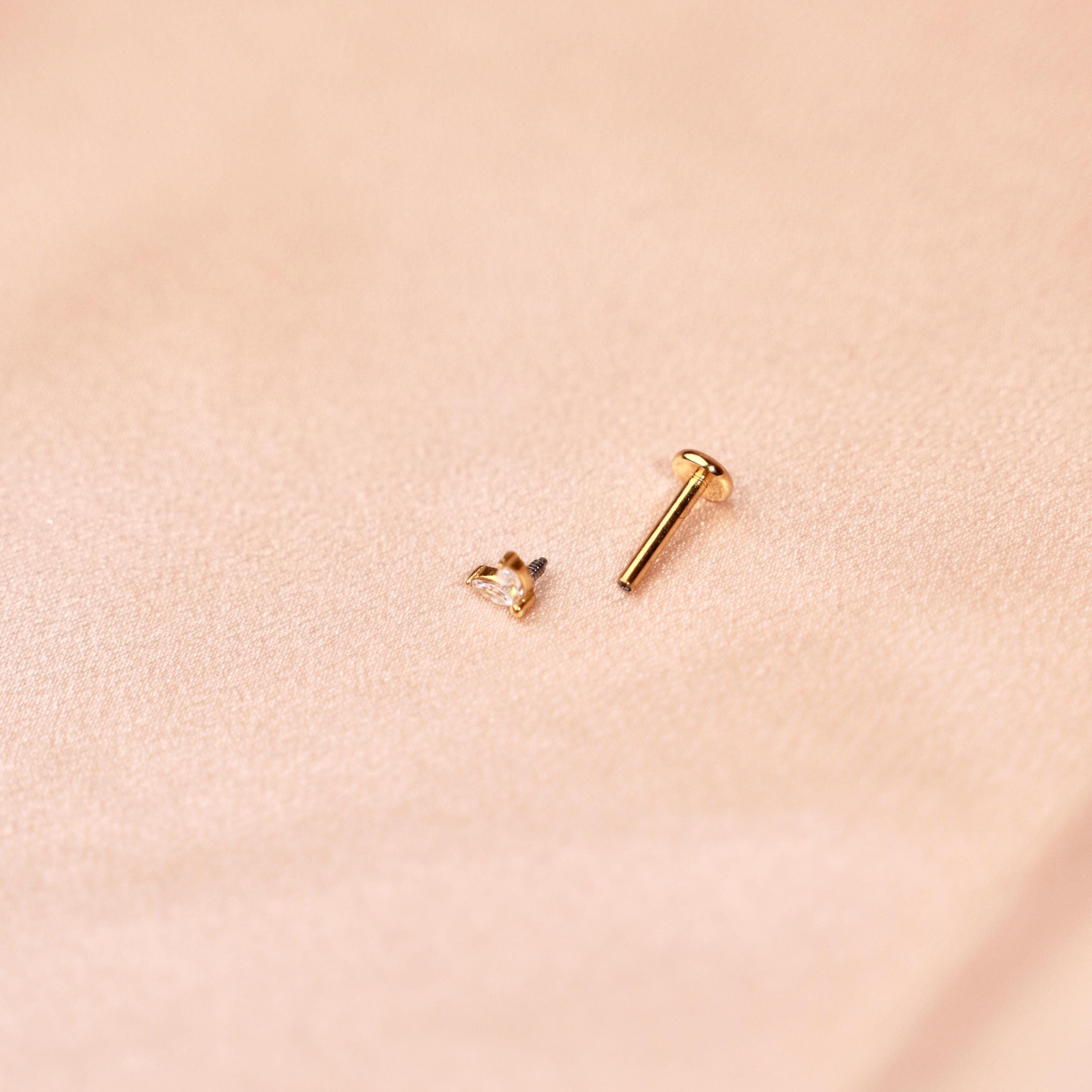 Piercing d'oreille en oxyde de zirconium et acier inoxydable / Boucle d'oreille minimaliste individuelle