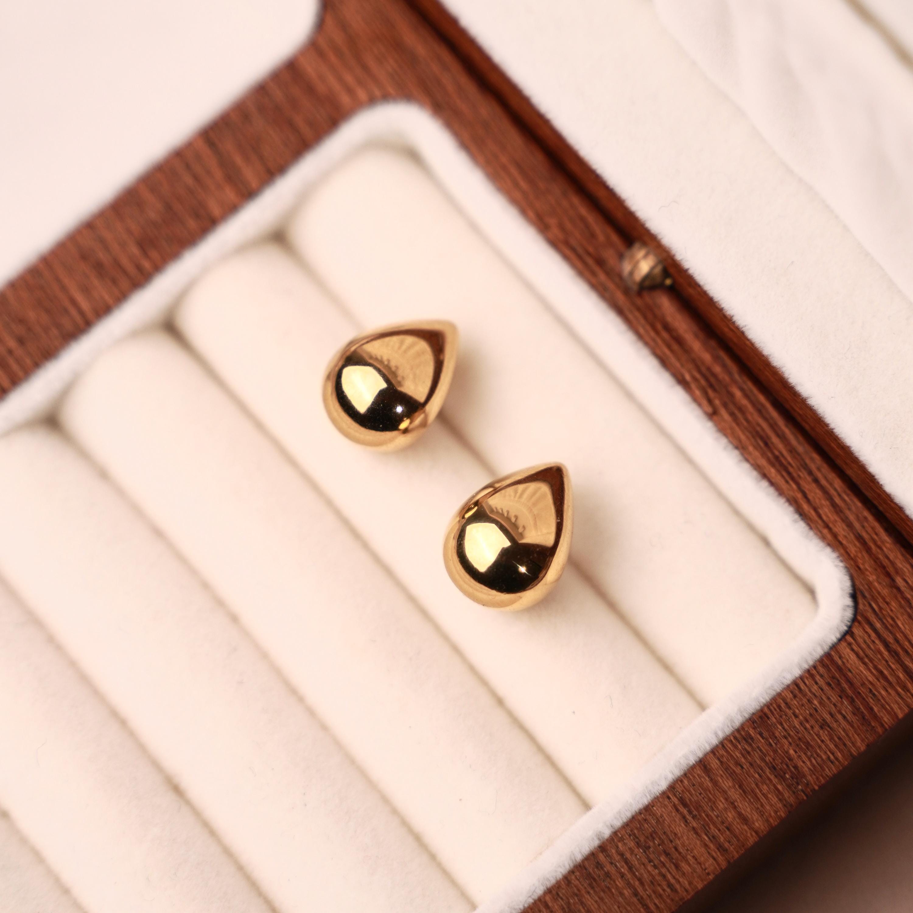 Boucles d'oreilles bombée goutte acier inoxydable