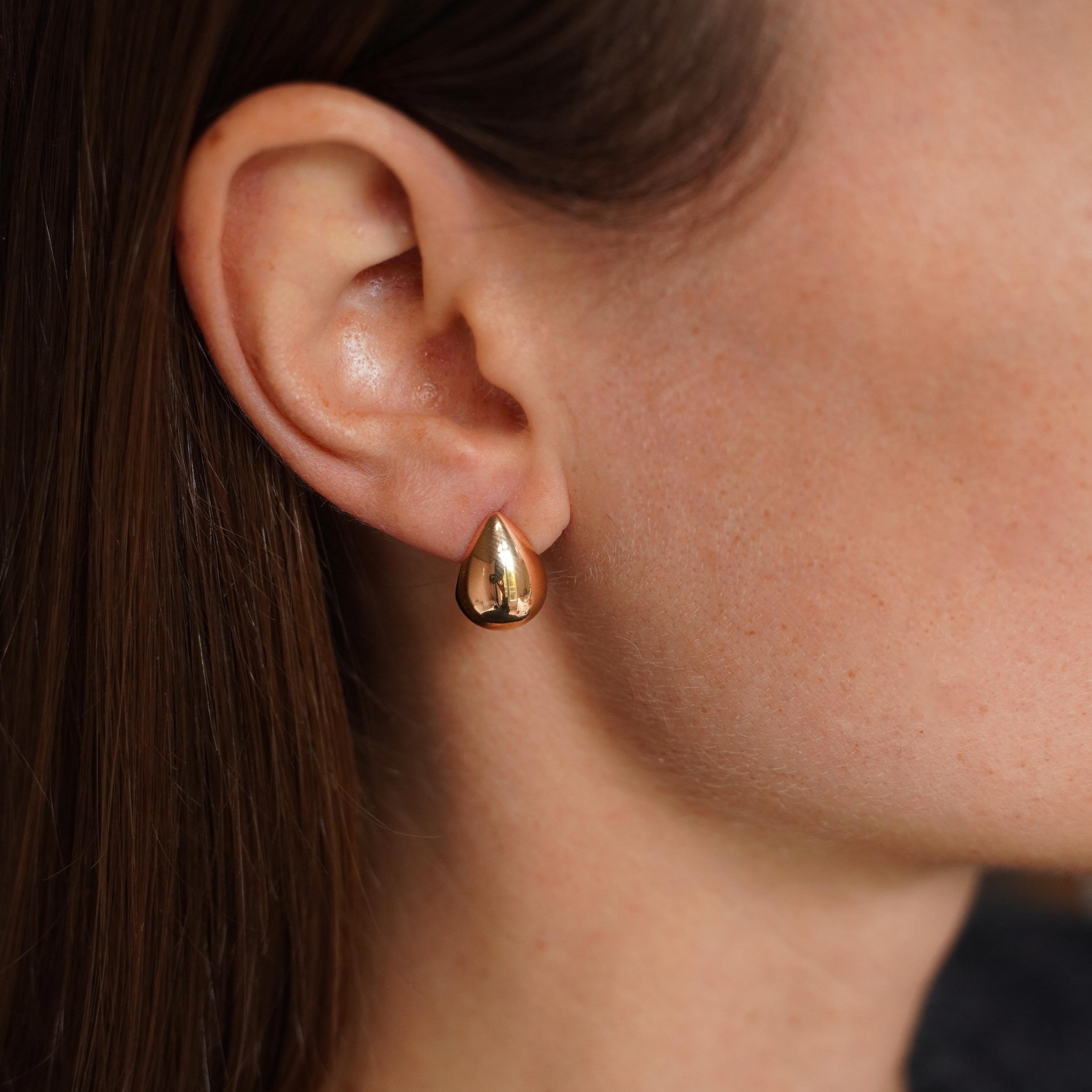 Boucles d'oreilles bombée goutte acier inoxydable