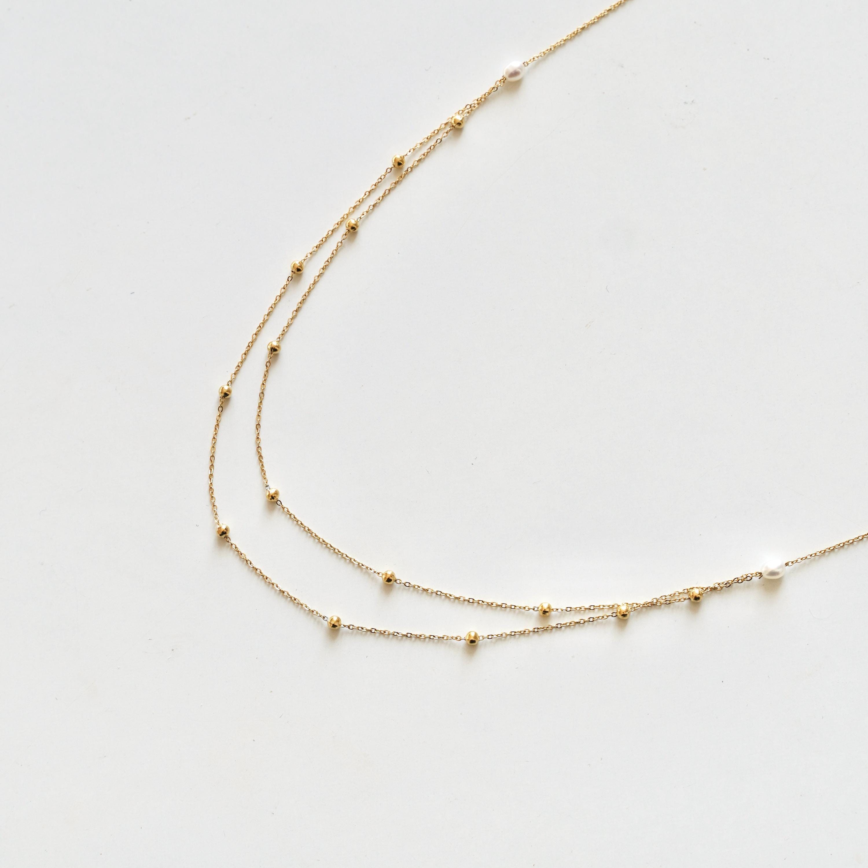 Collier fin double rang chaines / Collier femme minimaliste chaine en acier inoxydable