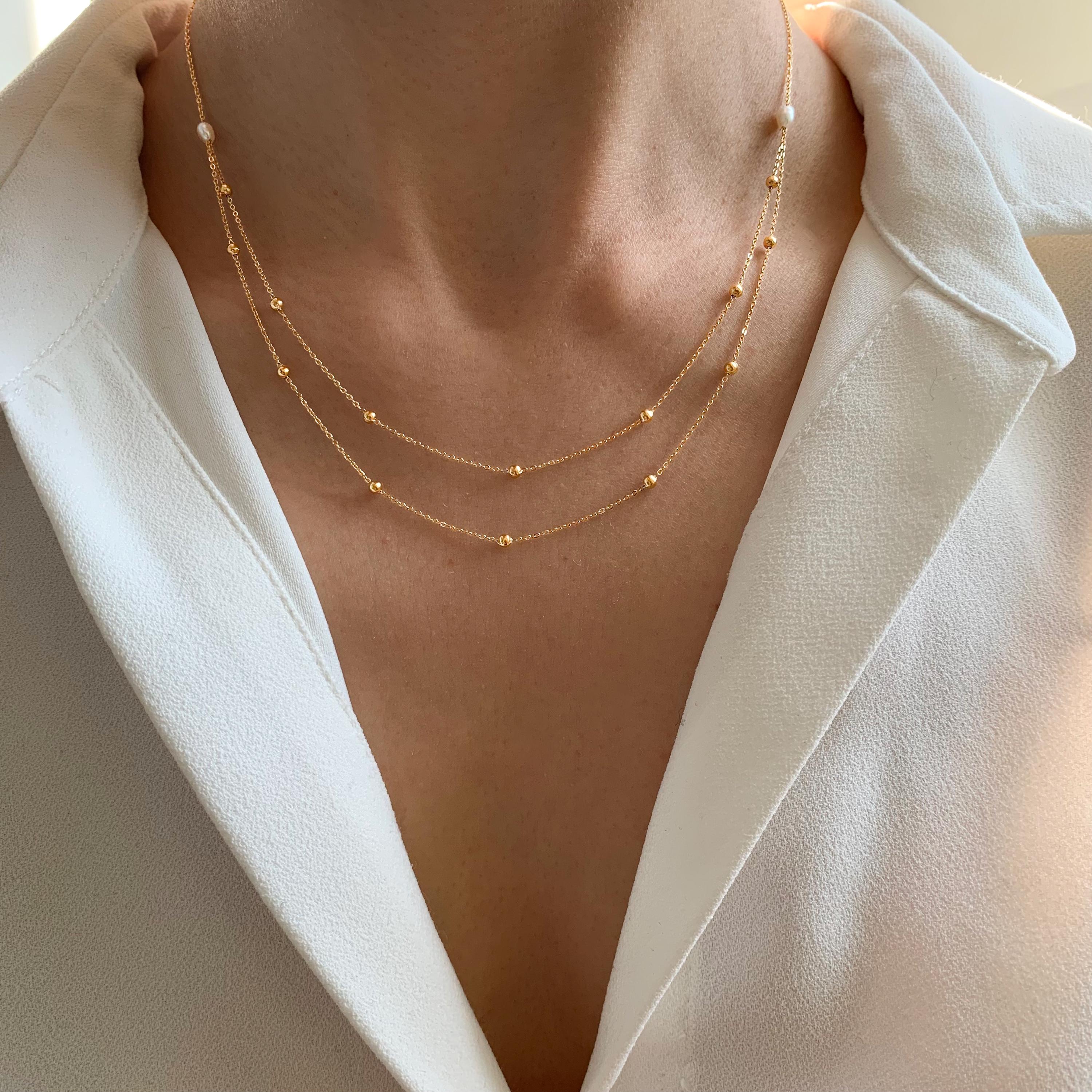 Collier double chaine en acier inoxydable