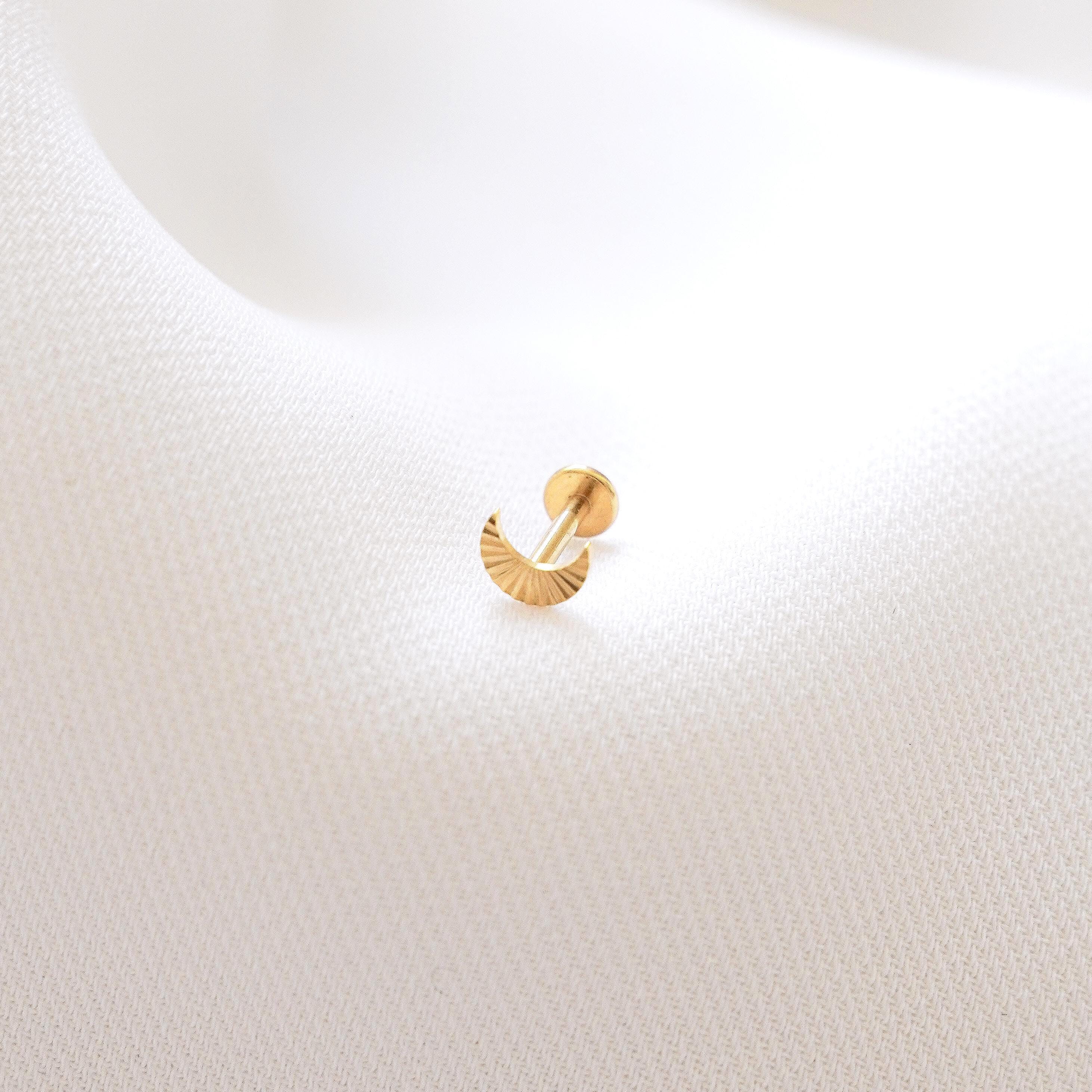 Piercing lune en acier inoxydable / Boucle d'oreille minimaliste individuelle