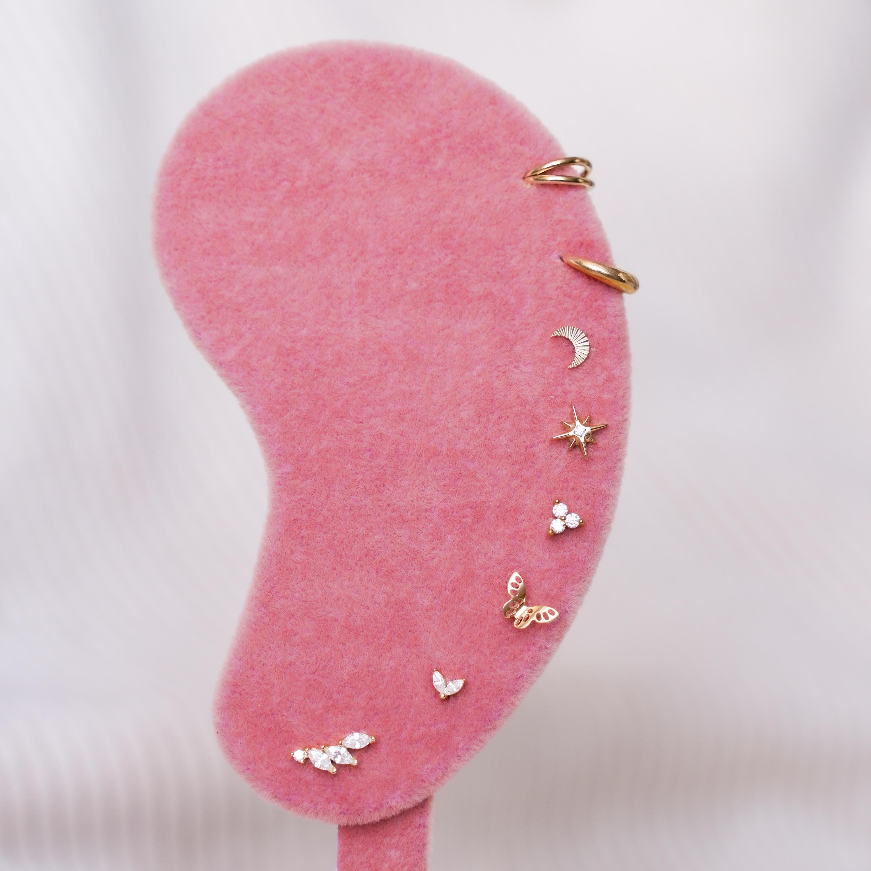 Piercing anneau double en acier inoxydable / Boucle d'oreille minimaliste individuelle