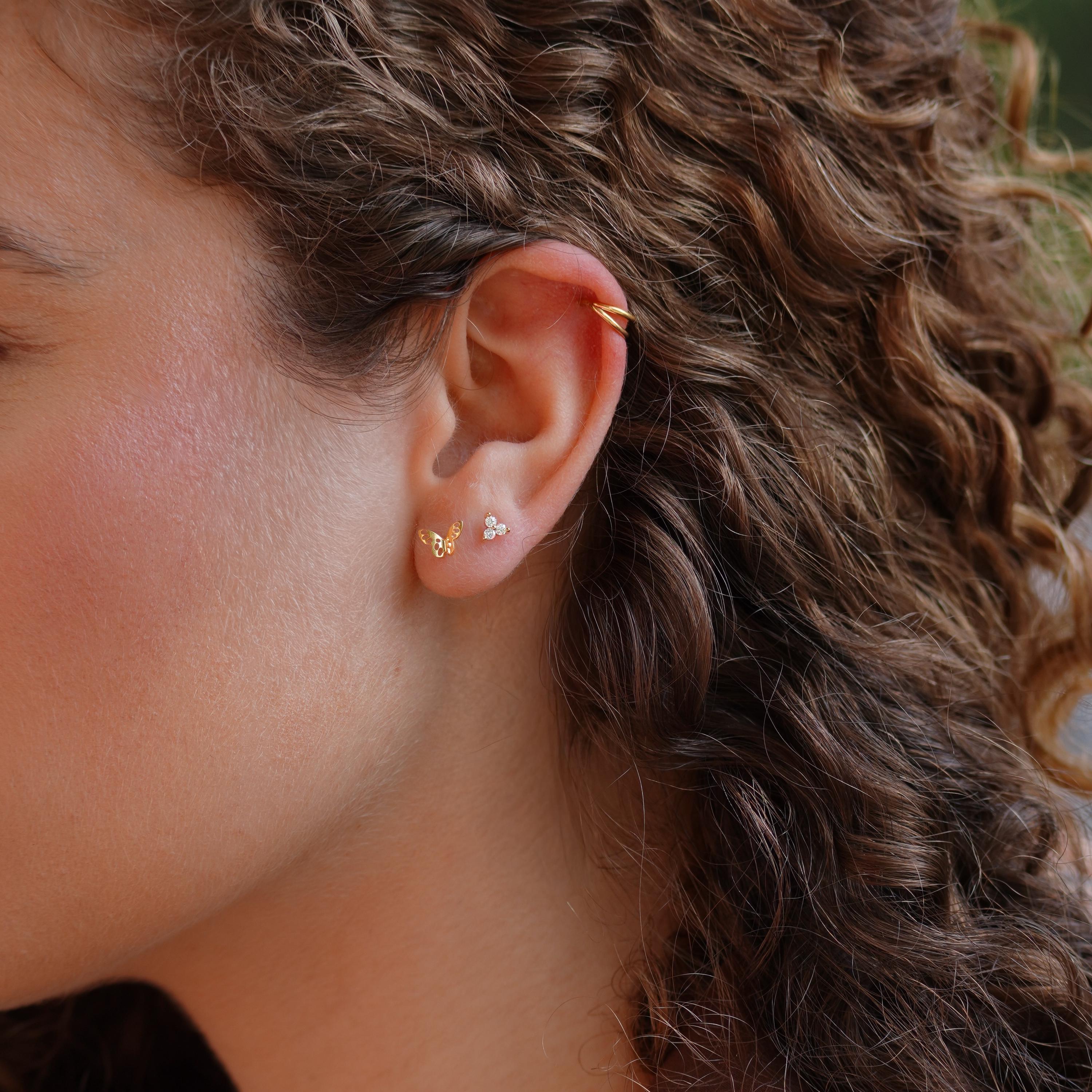 Piercing anneau double en acier inoxydable / Boucle d'oreille minimaliste individuelle