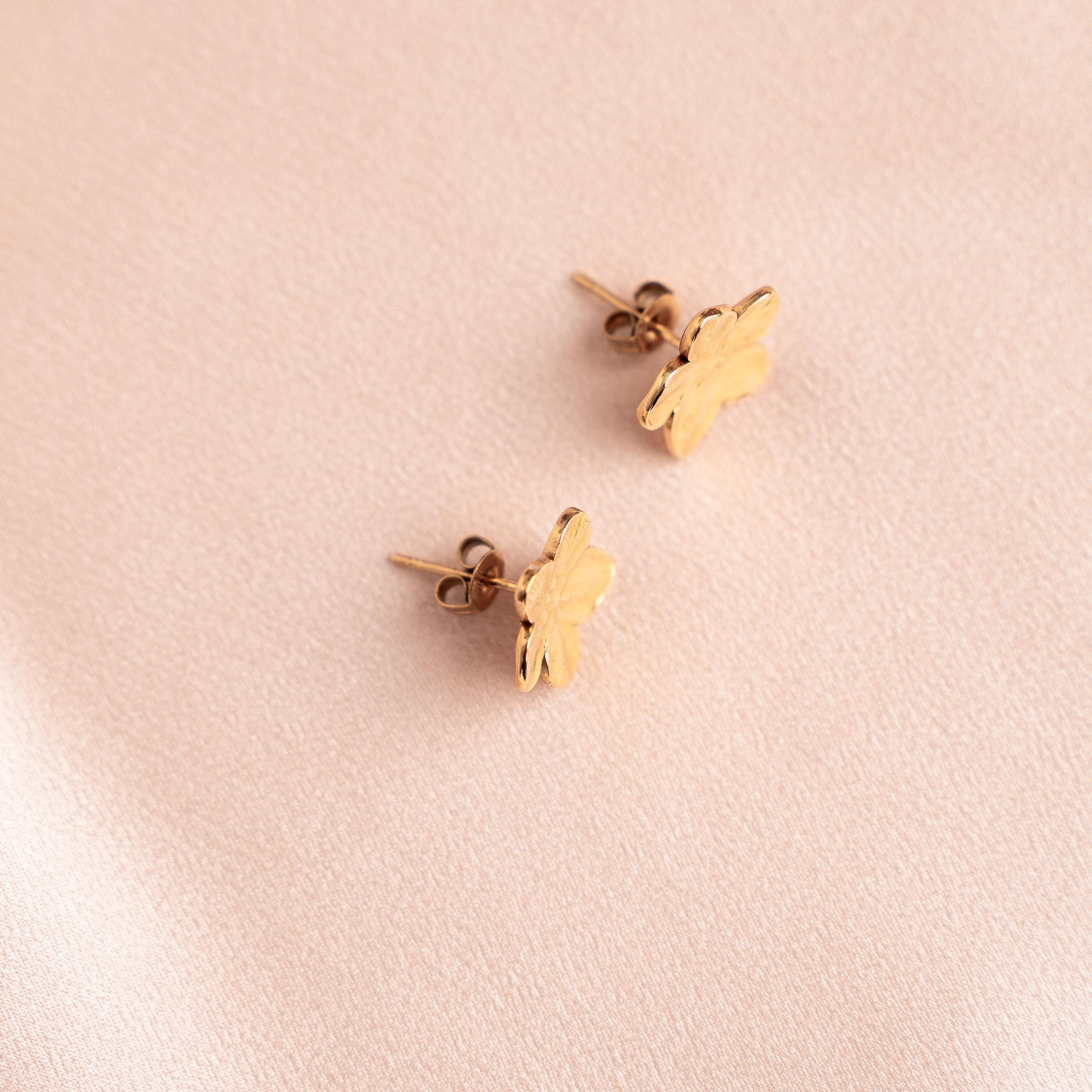 Boucles d'oreilles acier inoxydable doré fleur / Boucles d'oreilles fleur dorée