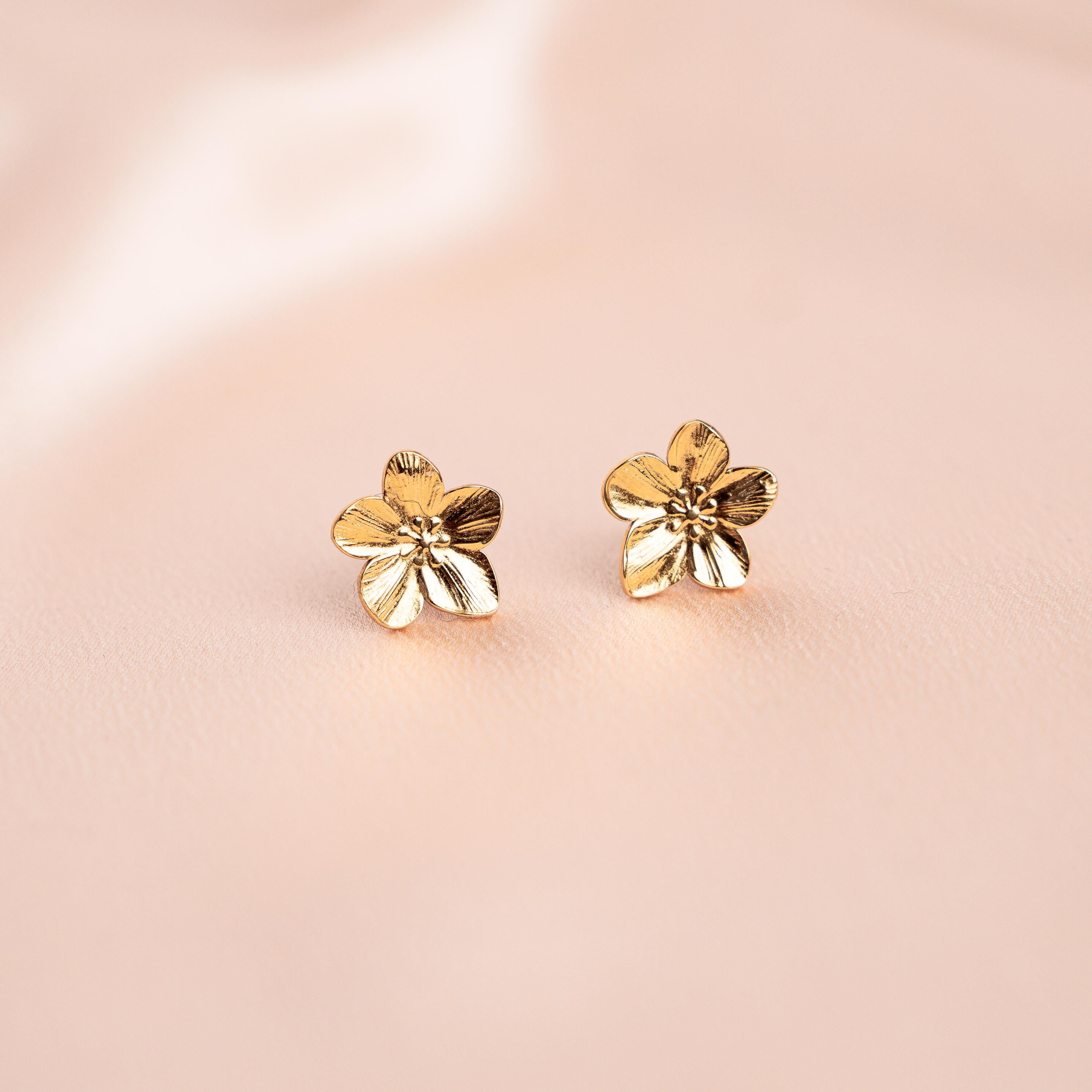 Boucles d'oreilles acier inoxydable doré fleur / Boucles d'oreilles fleur dorée