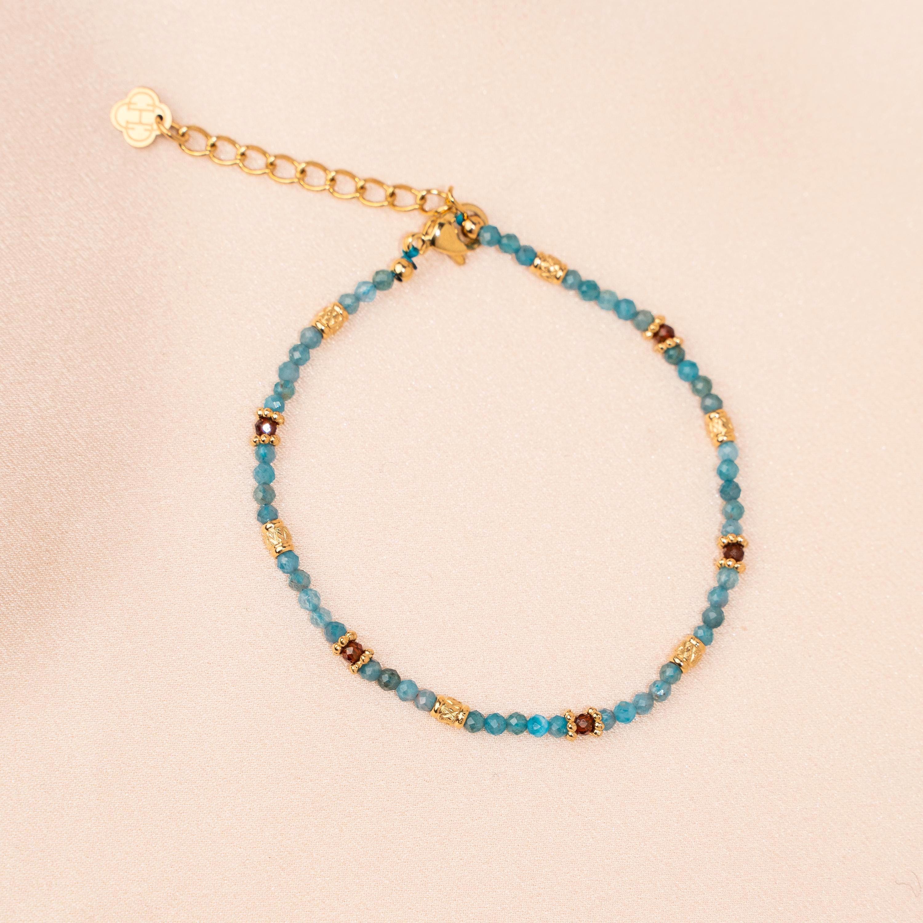 Bracelet perles en pierre naturelle apatite / bracelet femme perles bleues