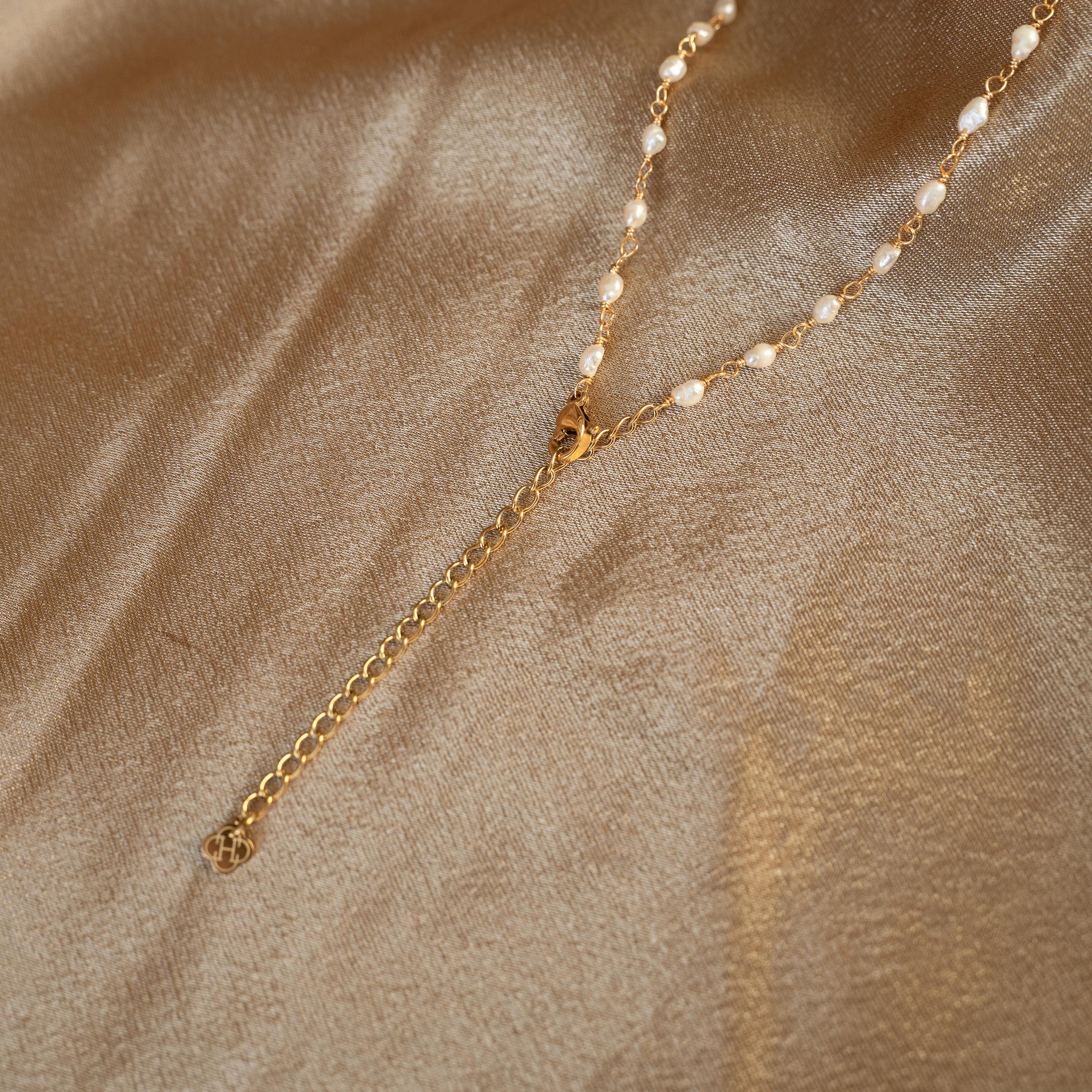 Collier perles d'eau douce nacre blanche / Collier femme chaine perles blanches acier inoxydable