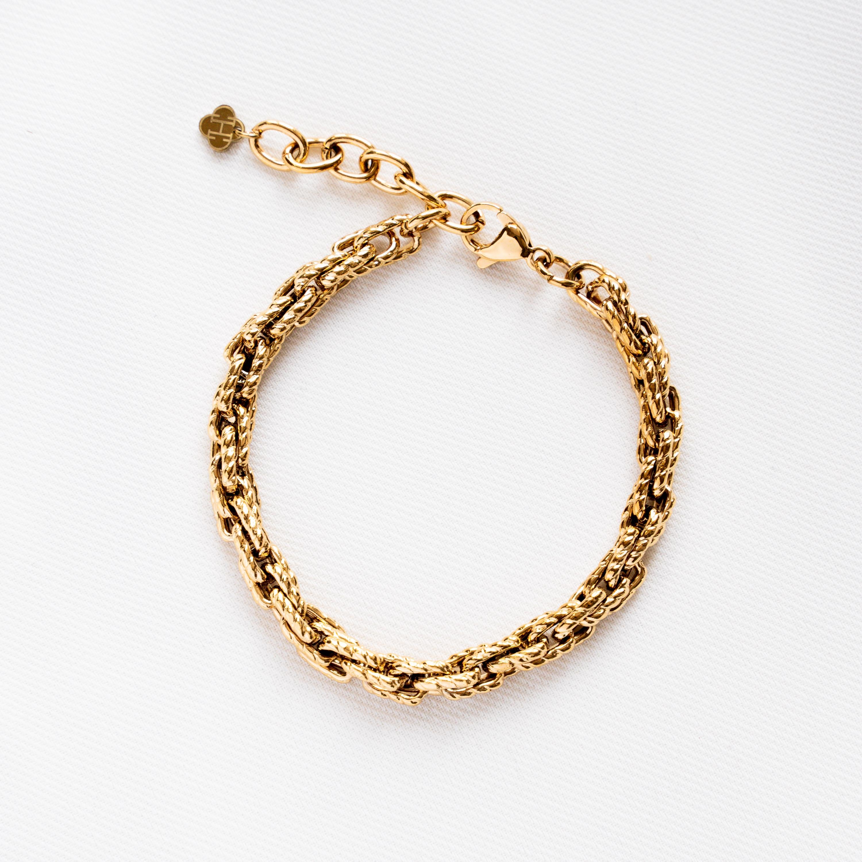 Bracelet femme acier inoxydable chaine épaisse dorée