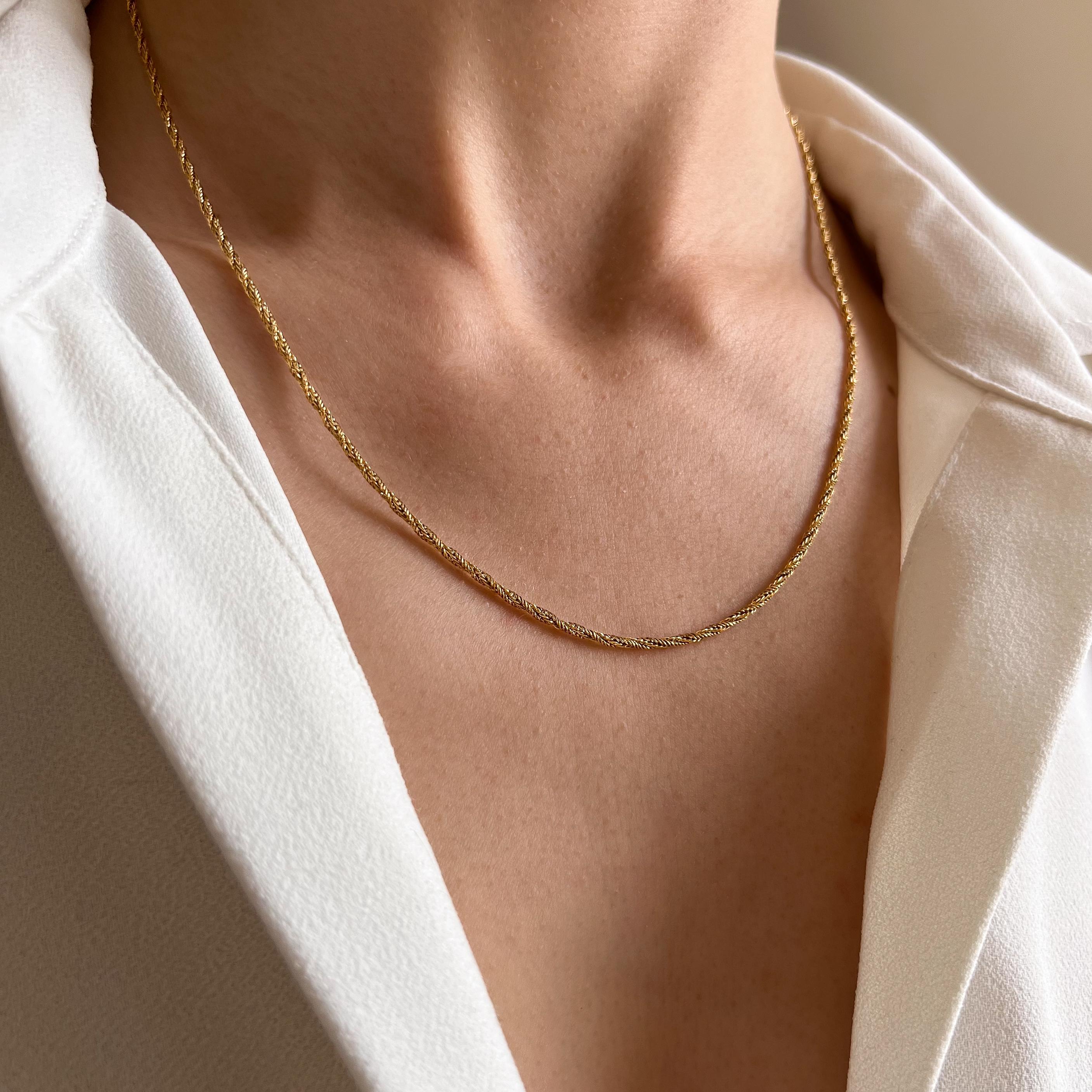 Collier chaine torsadée acier inoxydable doré / Collier femme doré chaine / Snake chain