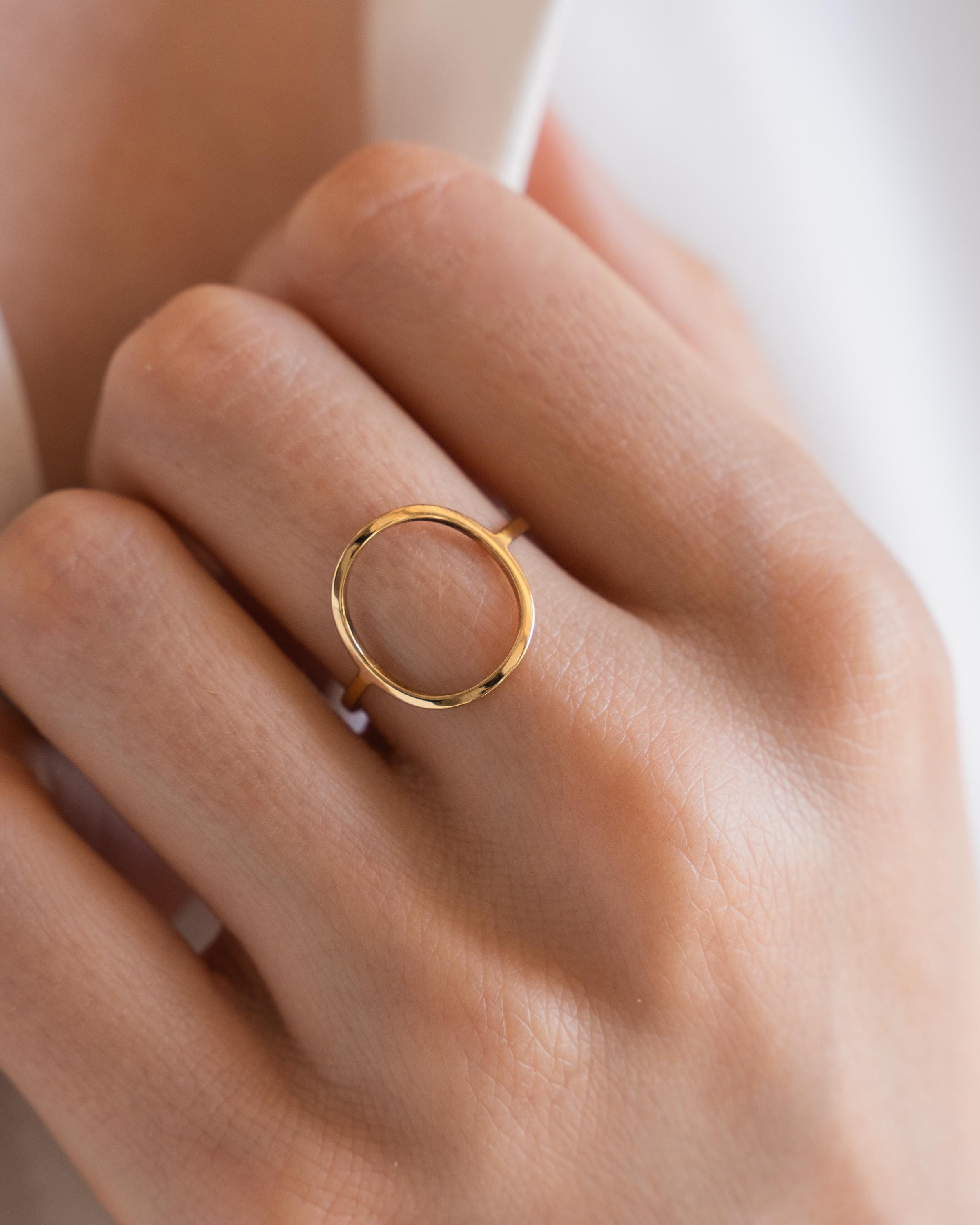 Bague fine femme acier inoxydable cercle / bague fine résistant à l'eau