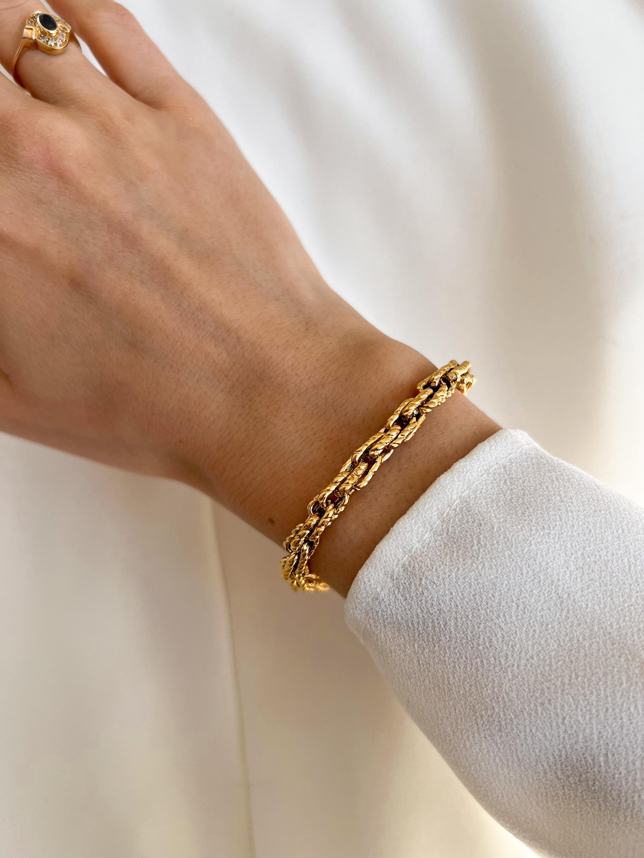 Bracelet femme acier inoxydable chaine épaisse dorée