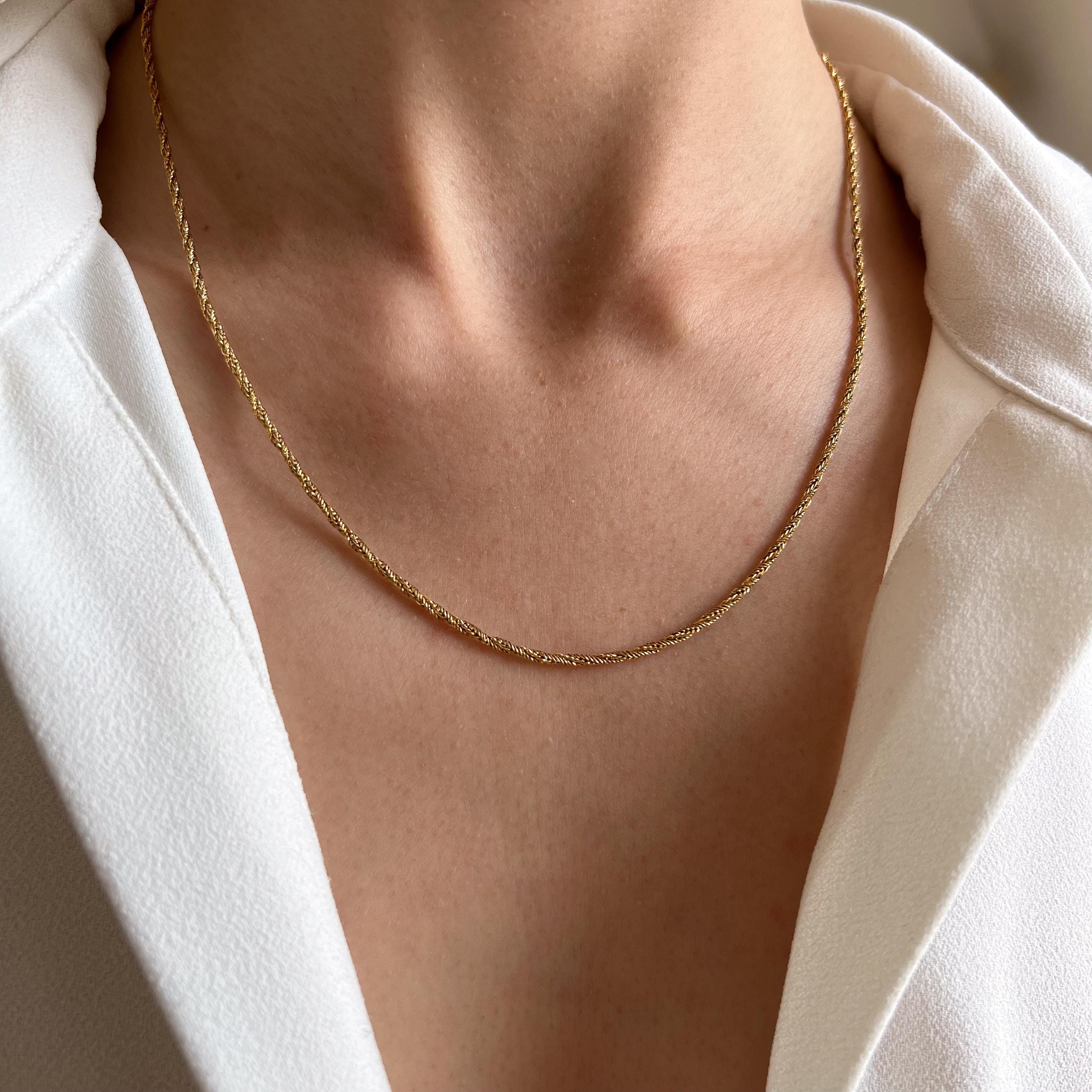Collier chaine torsadée acier inoxydable doré / Collier femme doré chaine / Snake chain