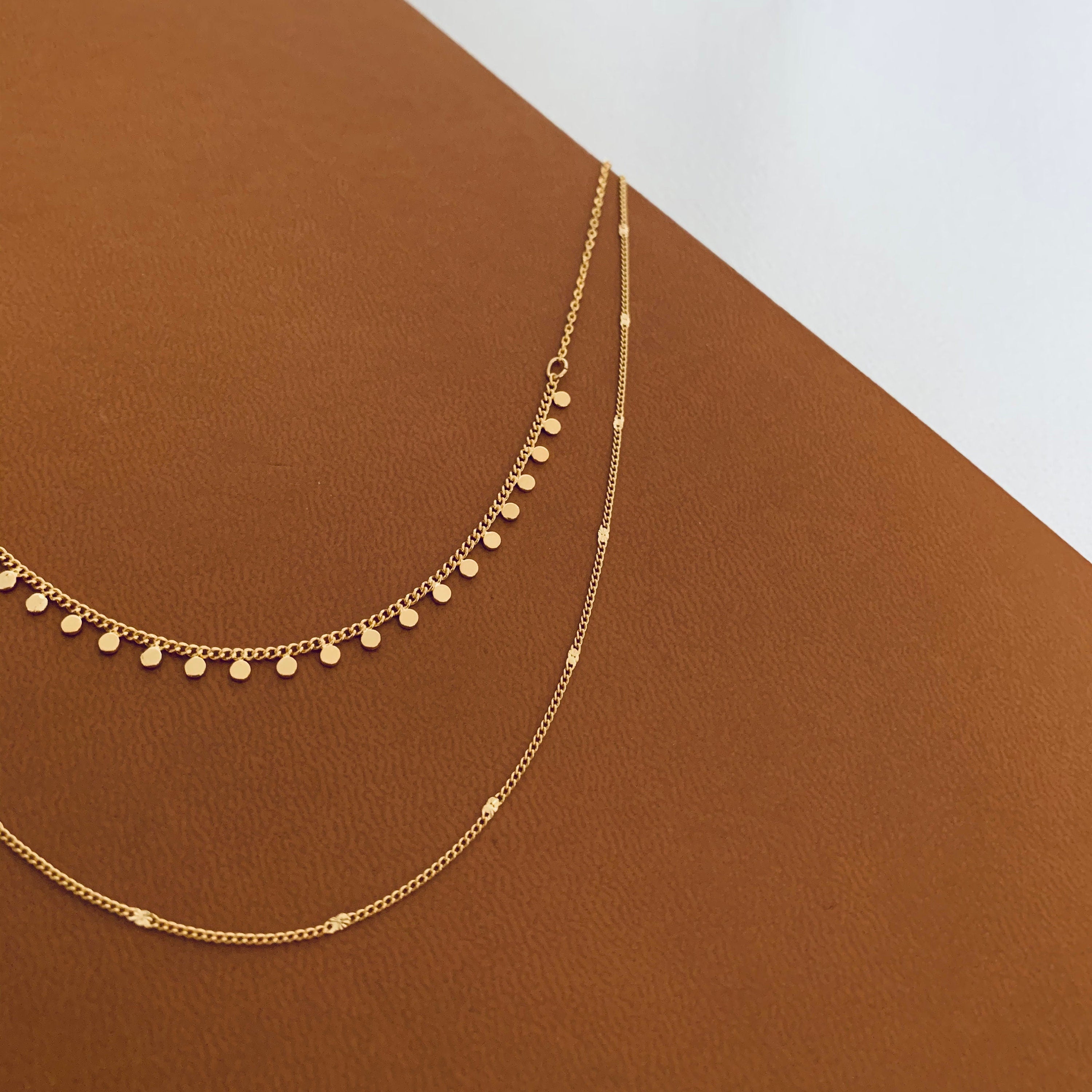 Collier fin double rang chaines / Collier femme minimaliste chaine en acier inoxydable