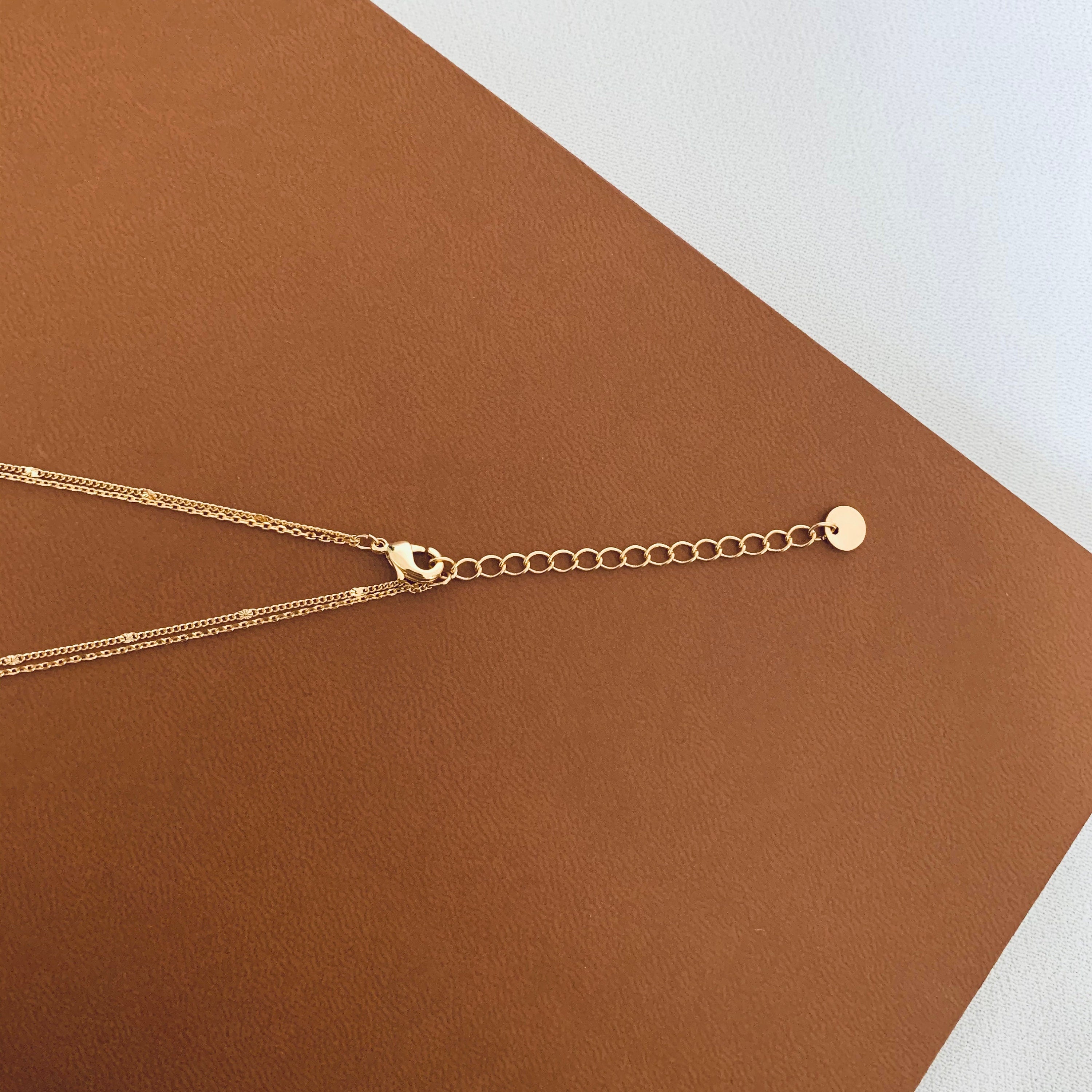 Collier fin double rang chaines / Collier femme minimaliste chaine en acier inoxydable
