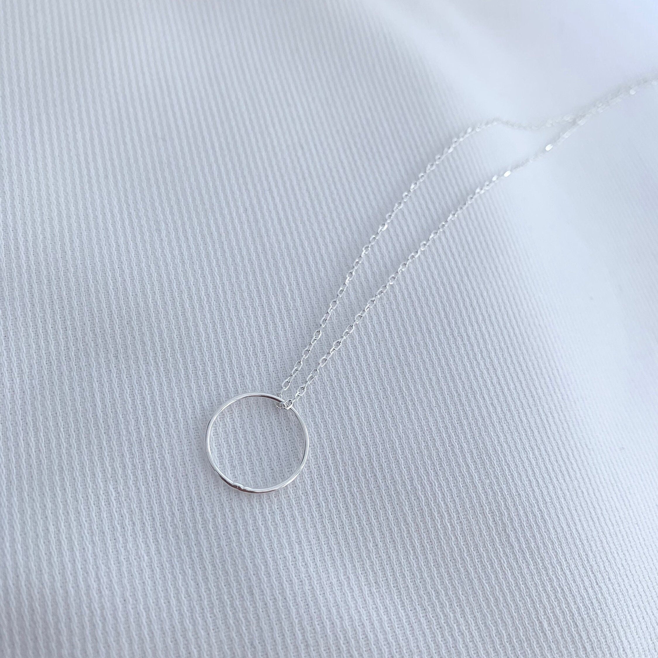 Collier femme Argent 925 anneau rond / Collier chaine pendentif cercle