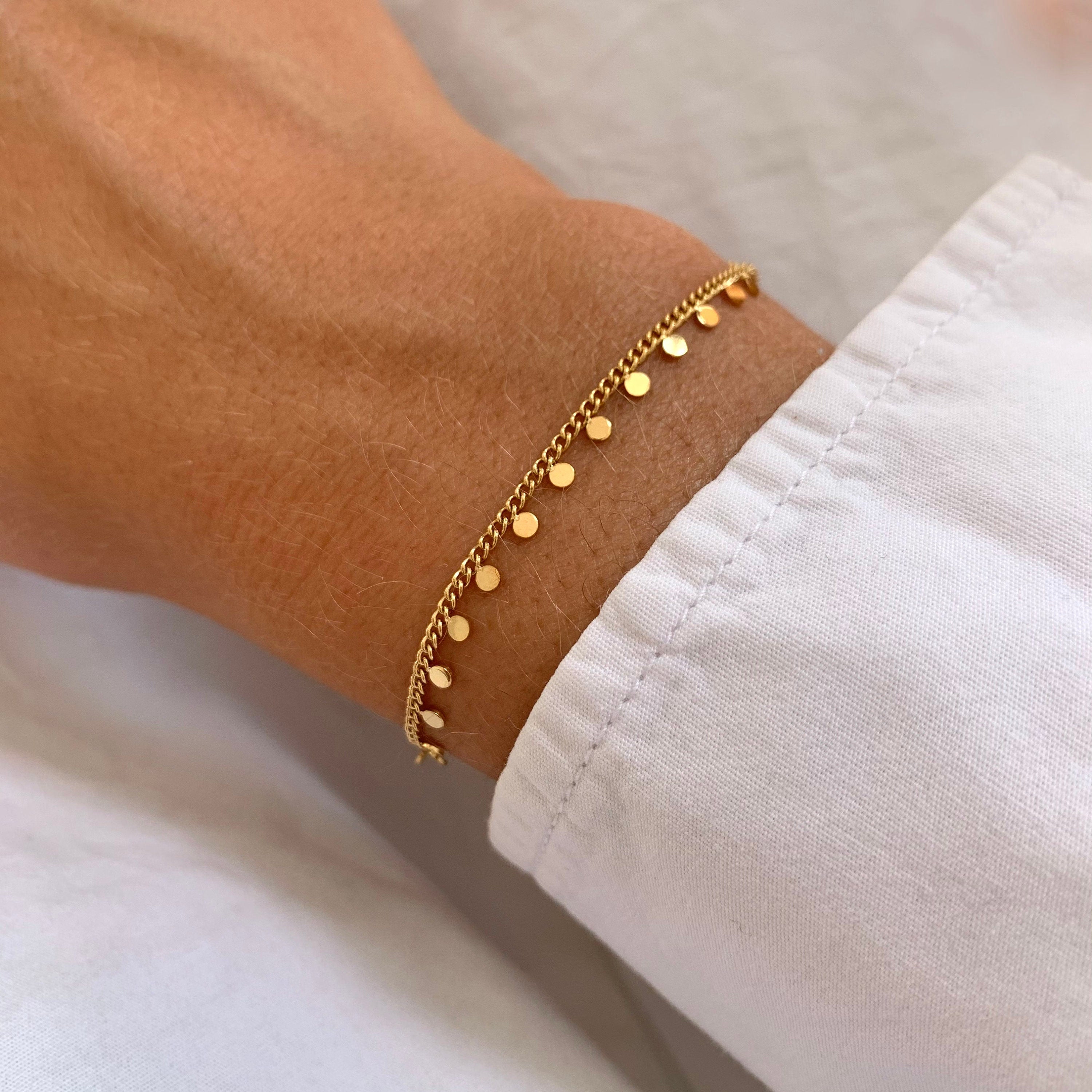 Bracelet femme acier inoxydable chaine fine ronds