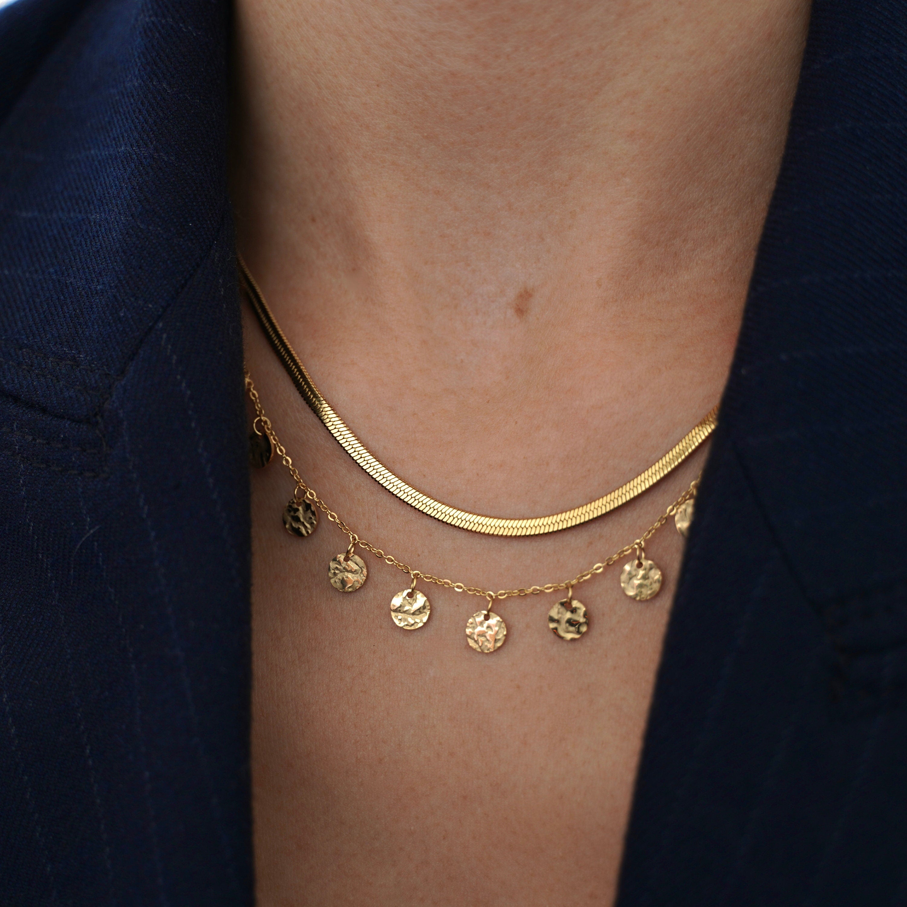 Collier chaine plate serpentine acier inoxydable / Collier femme doré chaine / Snake chain