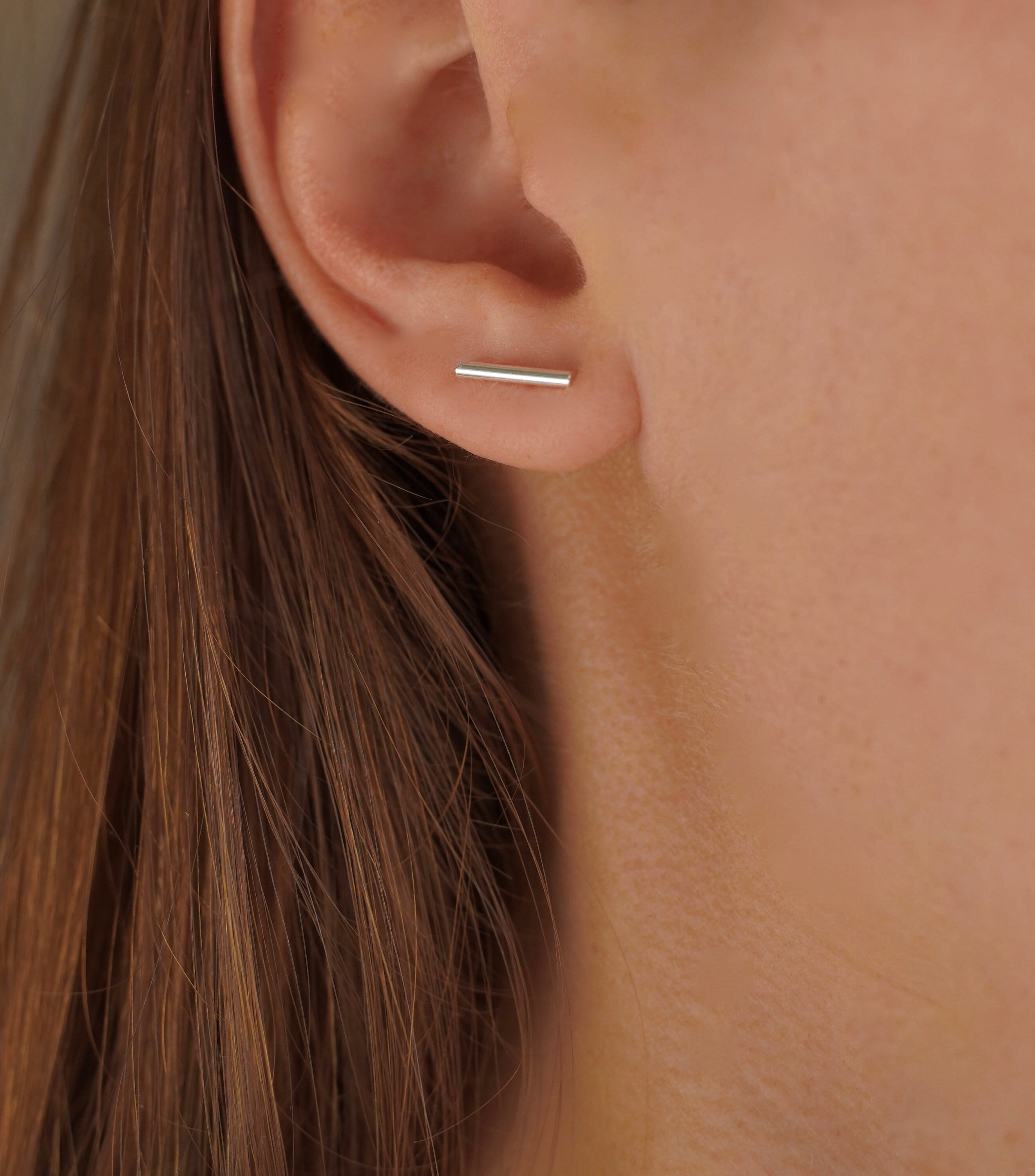 Boucle d'oreille barre design argent / Boucle d'oreille trait batons / Boucles d'oreille minimalistes