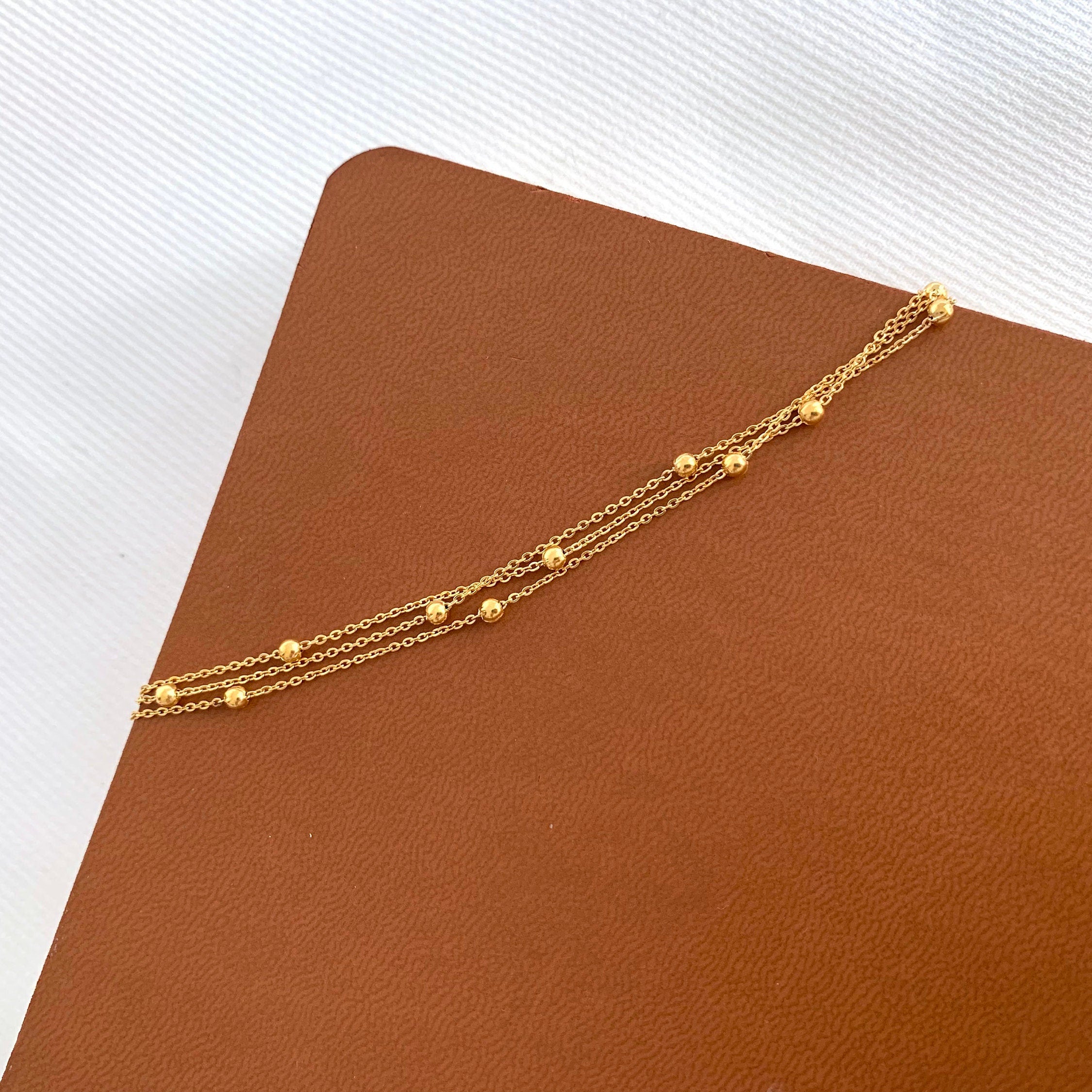 Bracelet femme acier inoxydable triple rang chaine fine