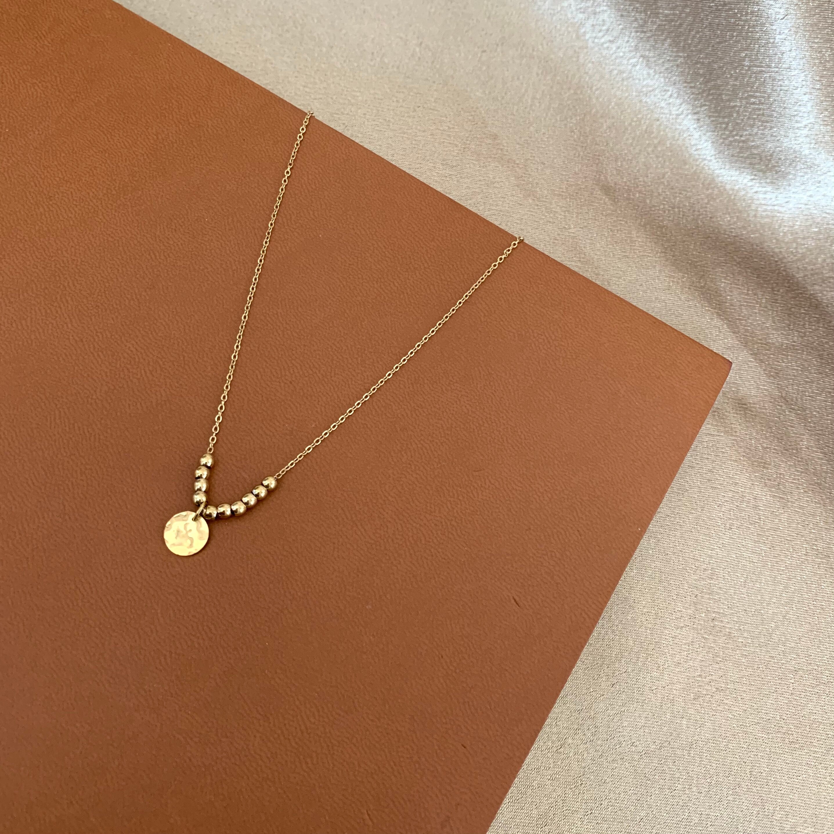 Collier acier inoxydable pendentif rond chaine fine / Collier femme fin