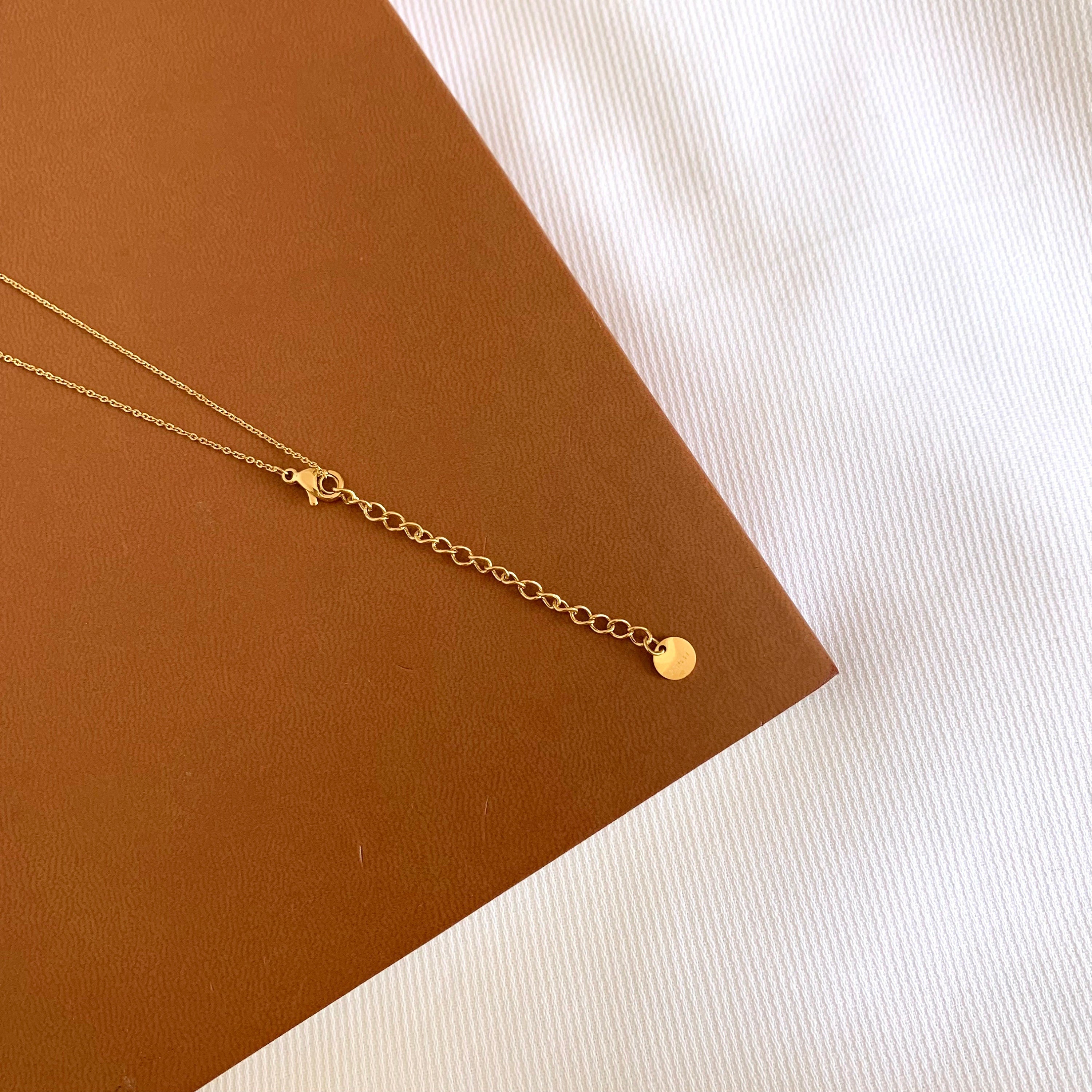 Collier femme pendentif pierre naturelle cristal de roche / Collier acier inoxydable pierre blanche transparente
