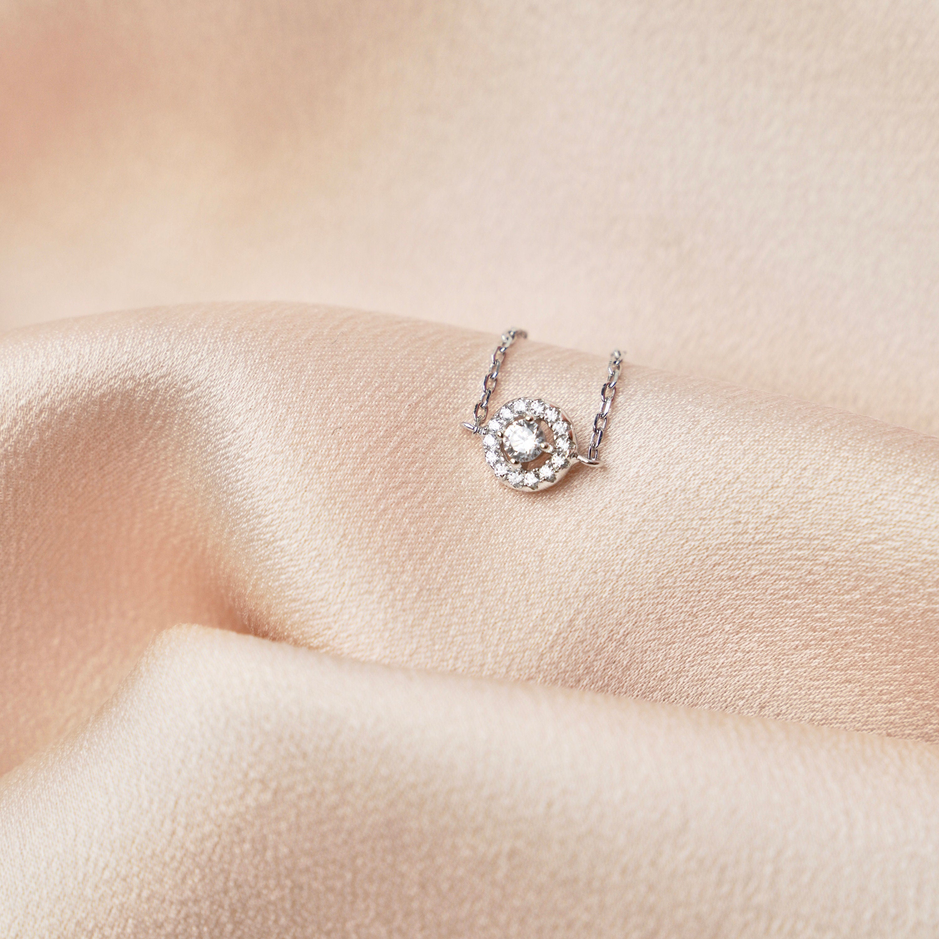 Bague chaine Argent 925 rond brillant zirconium / Bague chainette réglable / Bague ajustable