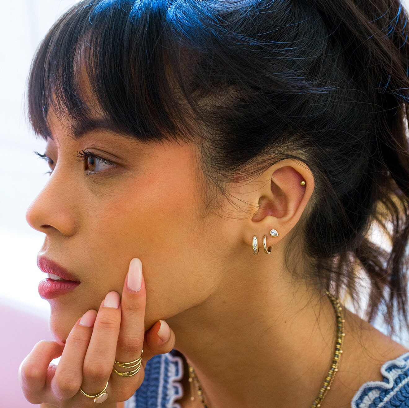 Boucles d'oreilles plaqué or 18 carats goutte oxyde de zirconium pierre transparente brilliant