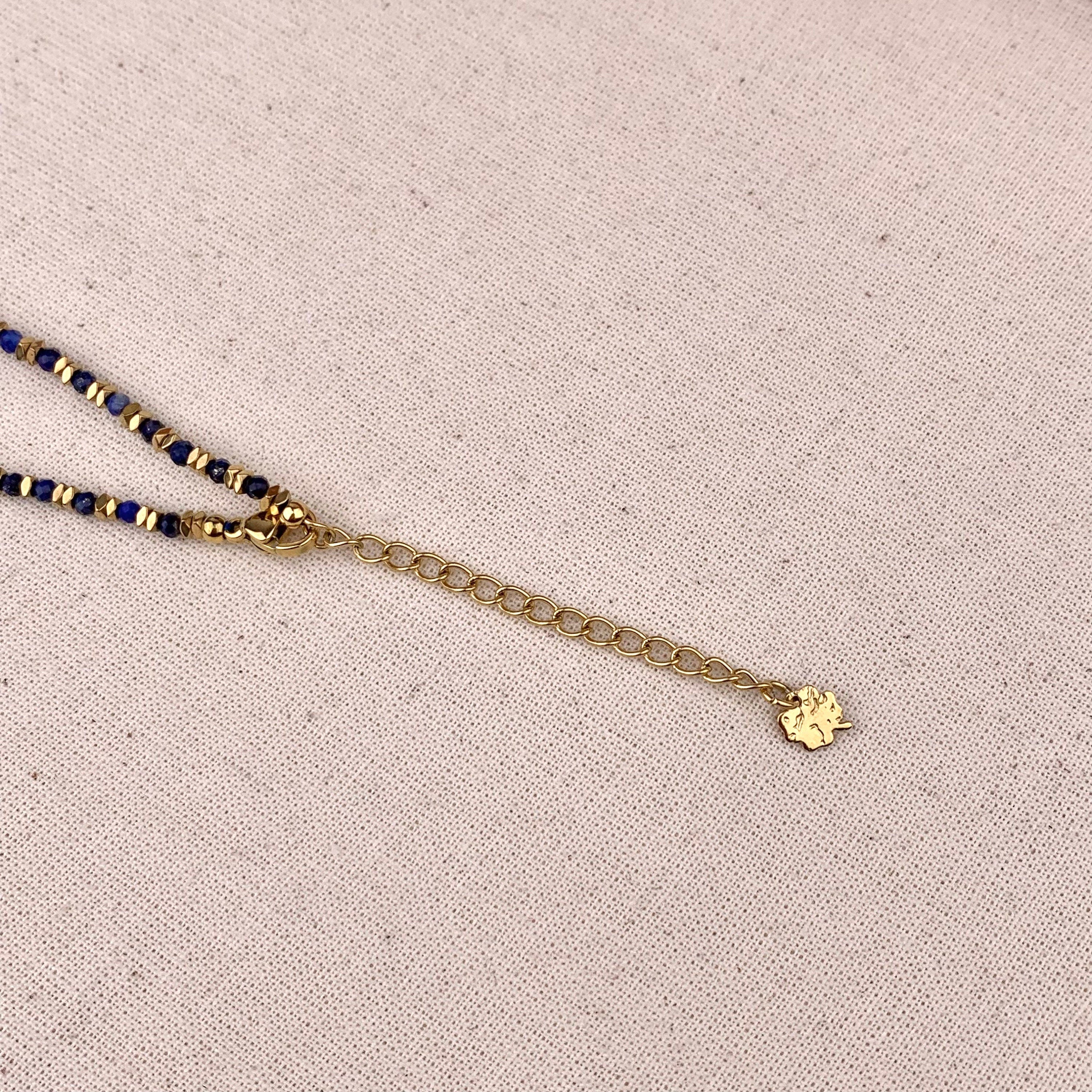 Collier pierre naturelle Lapis Lazuli / Collier femme perles bleu foncé