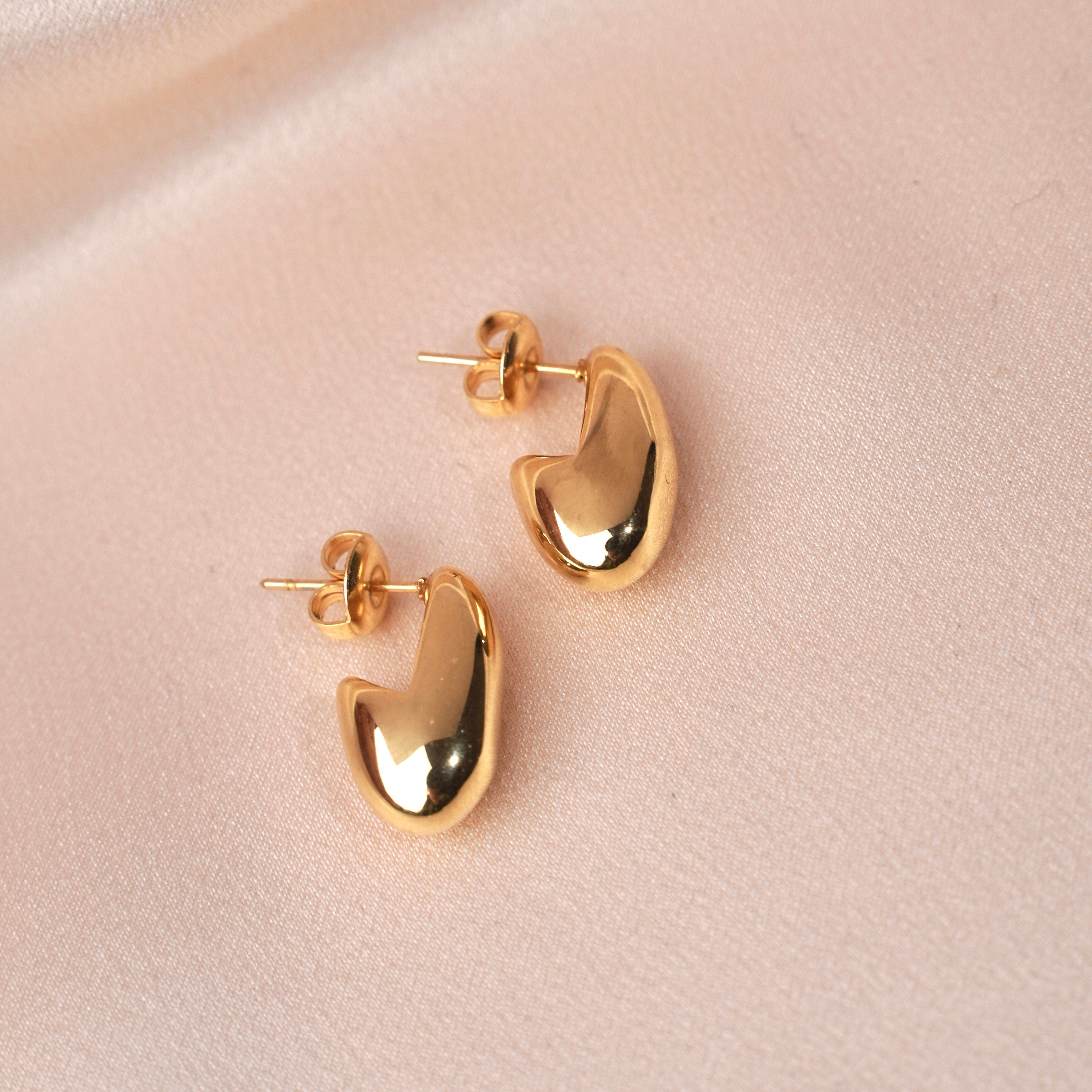 Boucles d'oreilles bombées en acier inoxydable / Boucle d'oreille femme