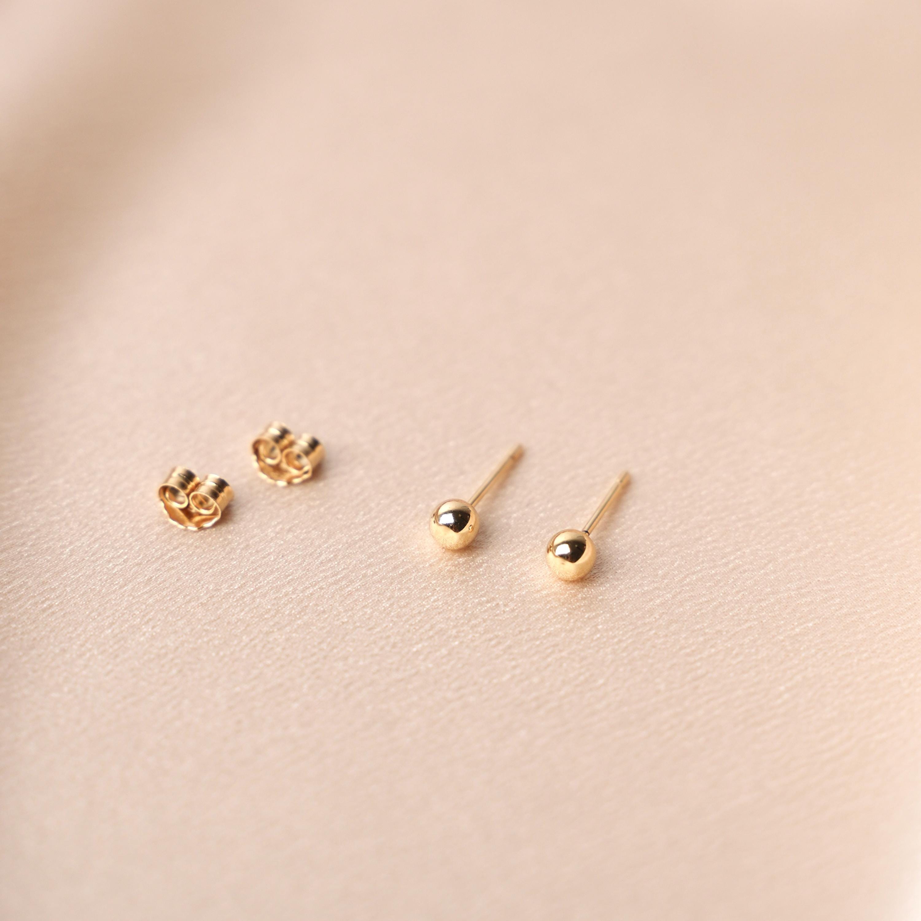 Boucles d'oreille plaqué or boule / Boucles d'oreille femme minimaliste bille