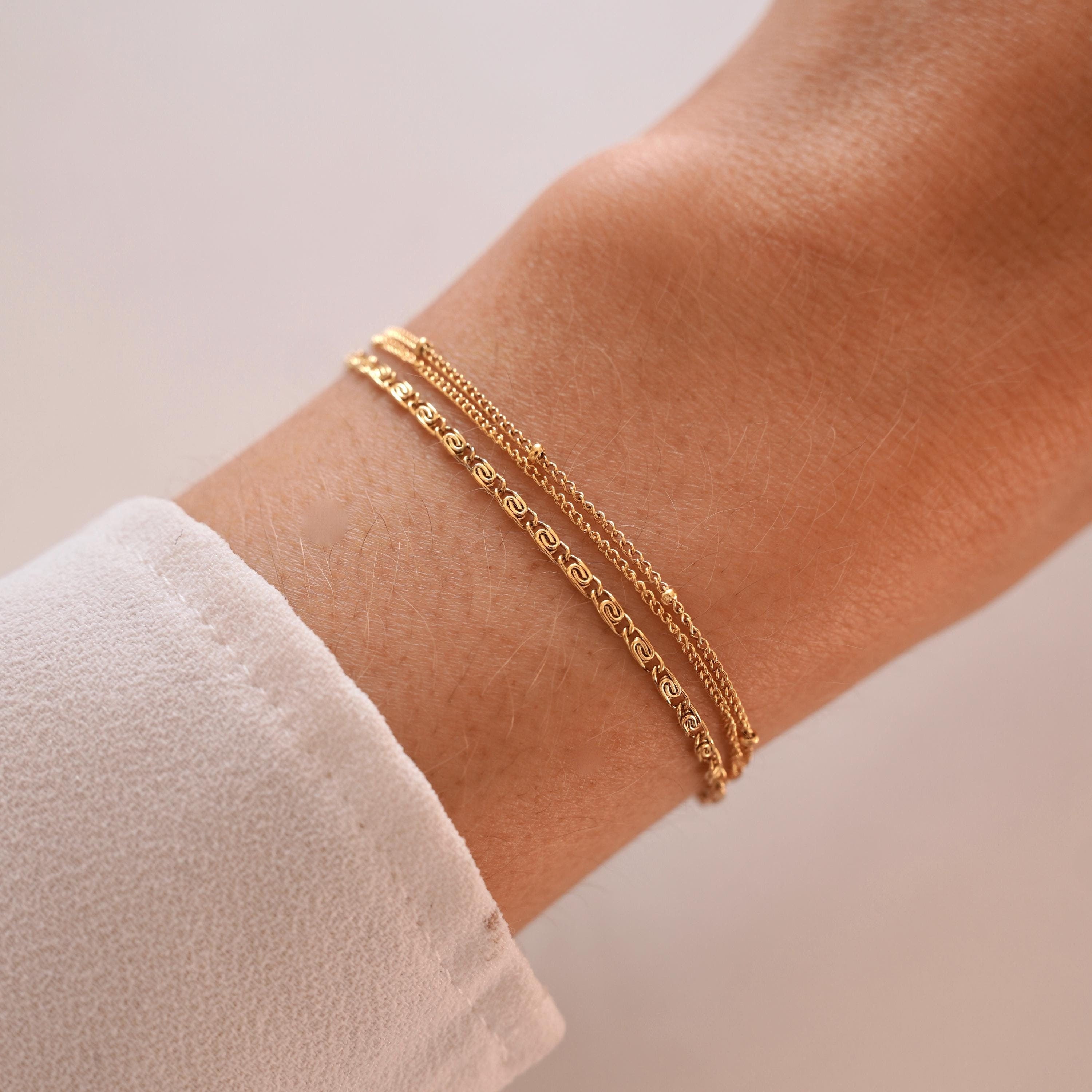 Bracelet femme acier inoxydable triple rang chaine fine