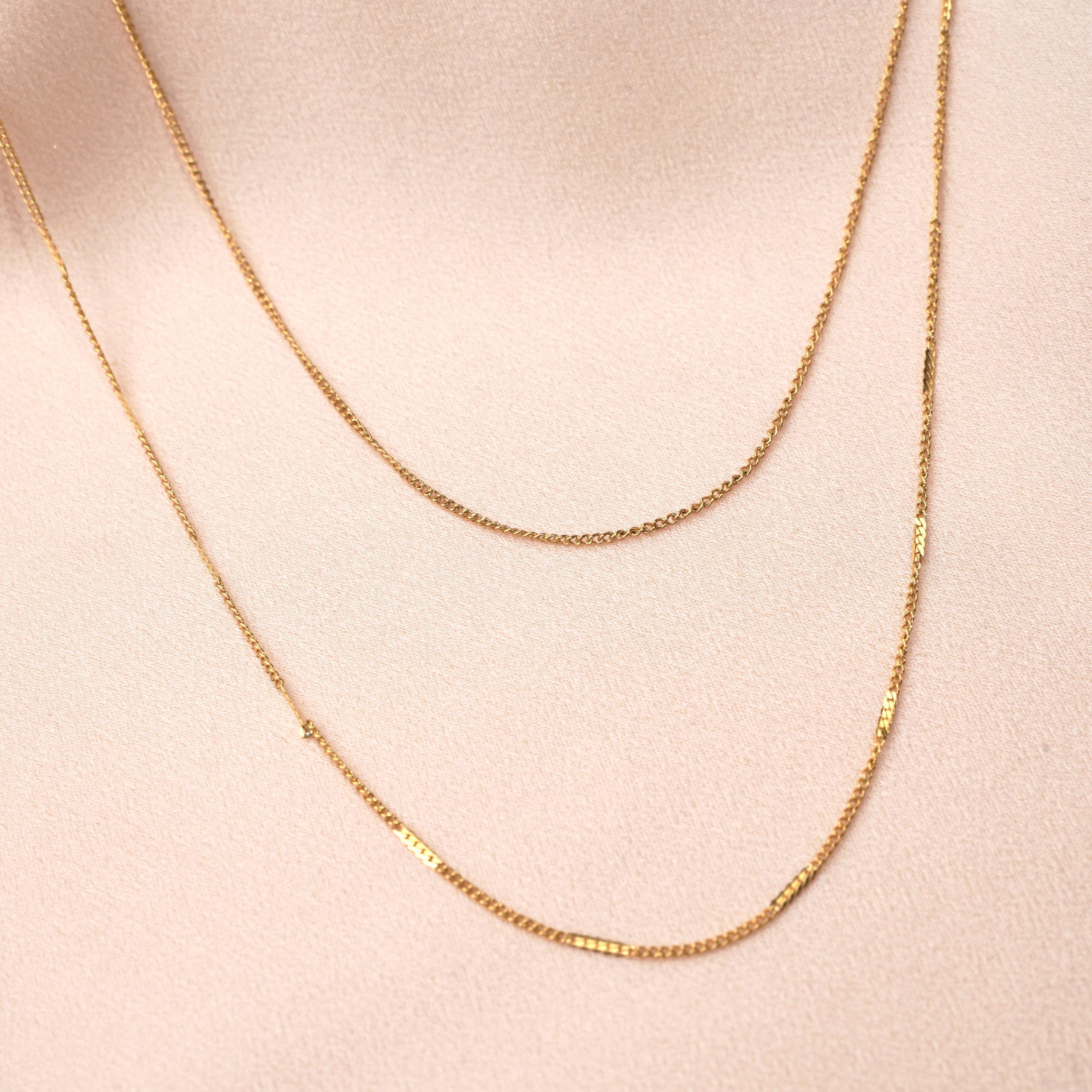 Collier fin double rang chaines / Collier femme minimaliste chaine fine